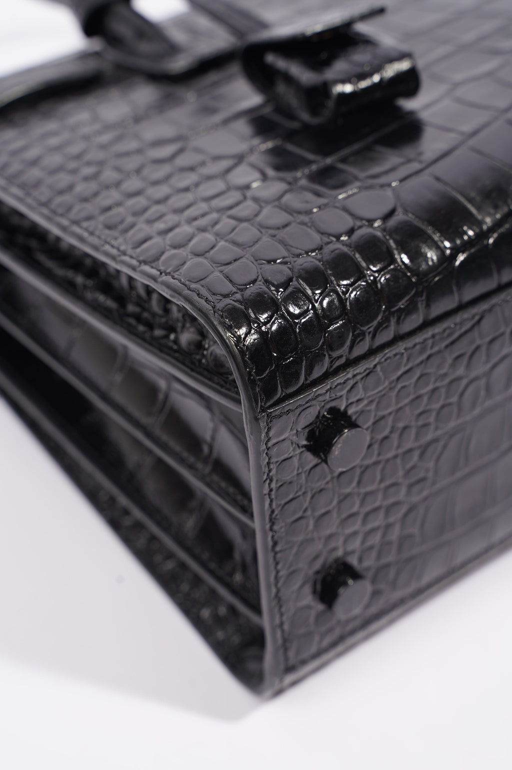 Saint Laurent Womens Sac De Jour Black Croc Baby