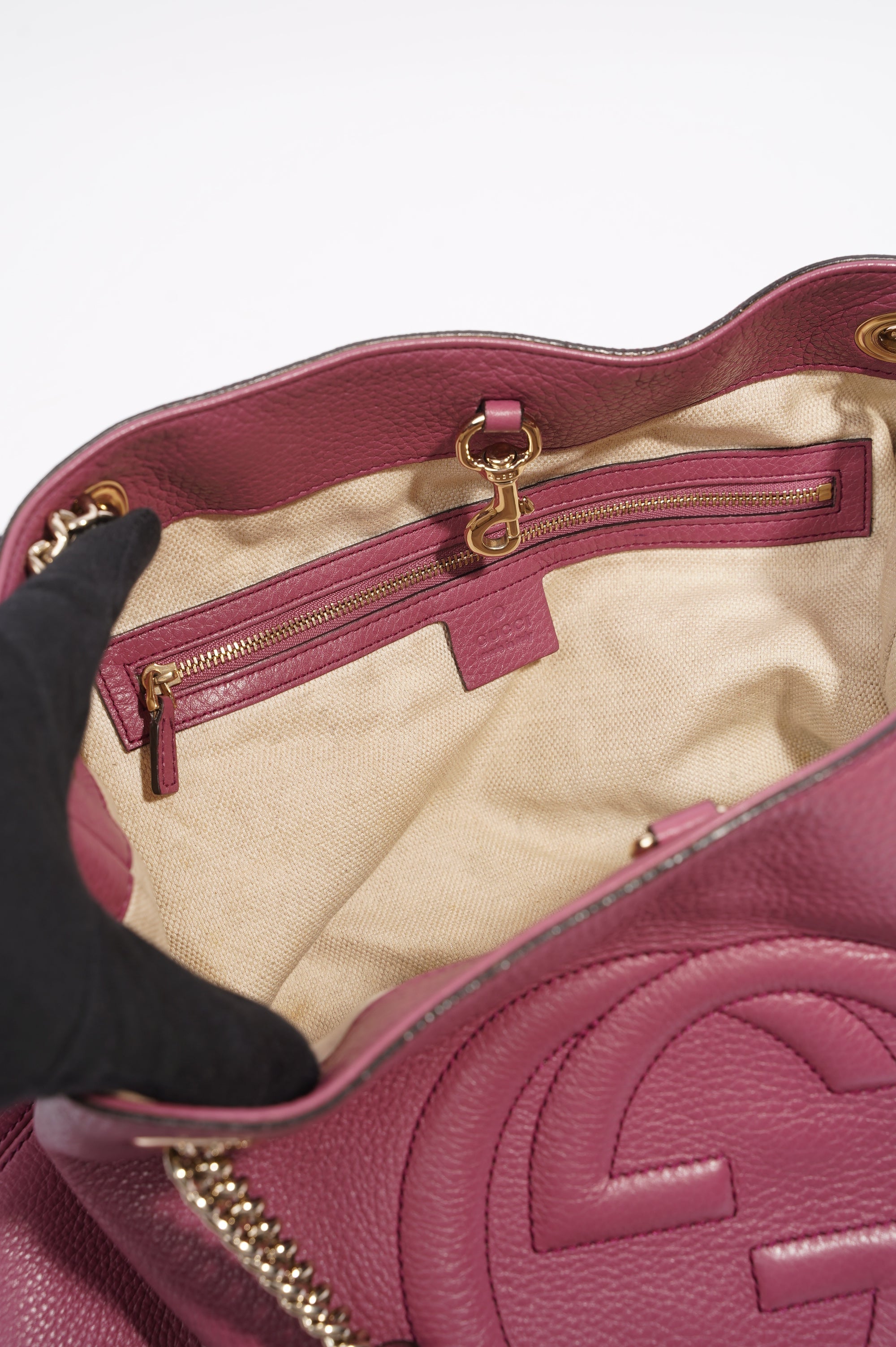Gucci Womens Soho Shopper Tote Pink Leather