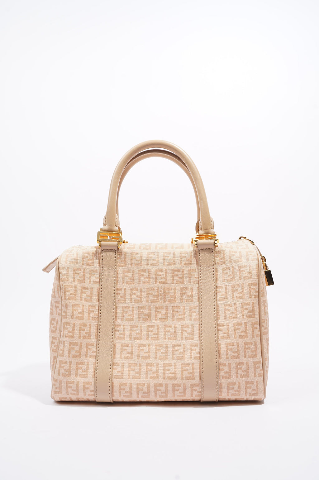 Fendi Womens Forever Bauletto Boston Bag Beige