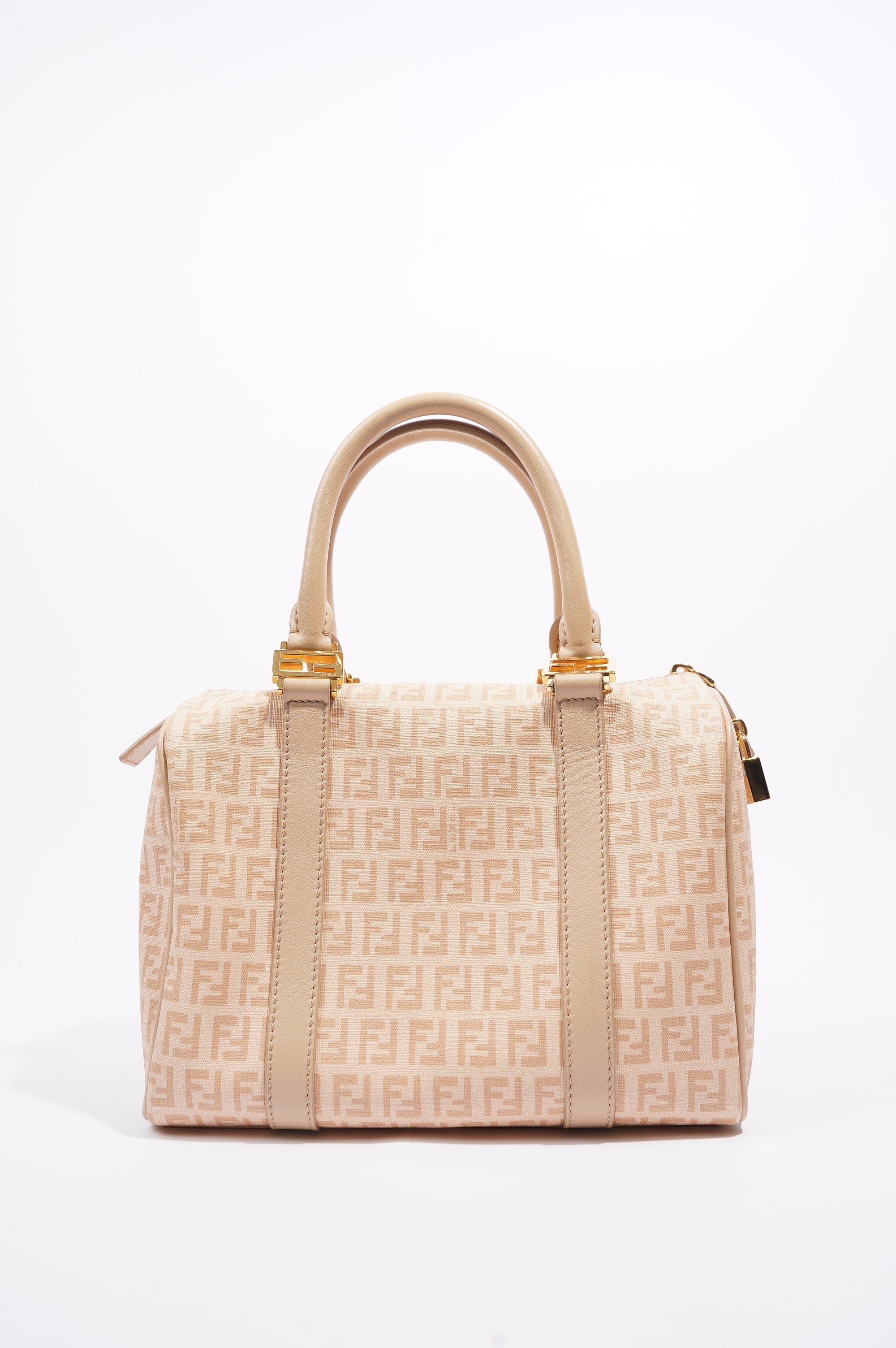 Fendi Womens Forever Bauletto Boston Bag Beige