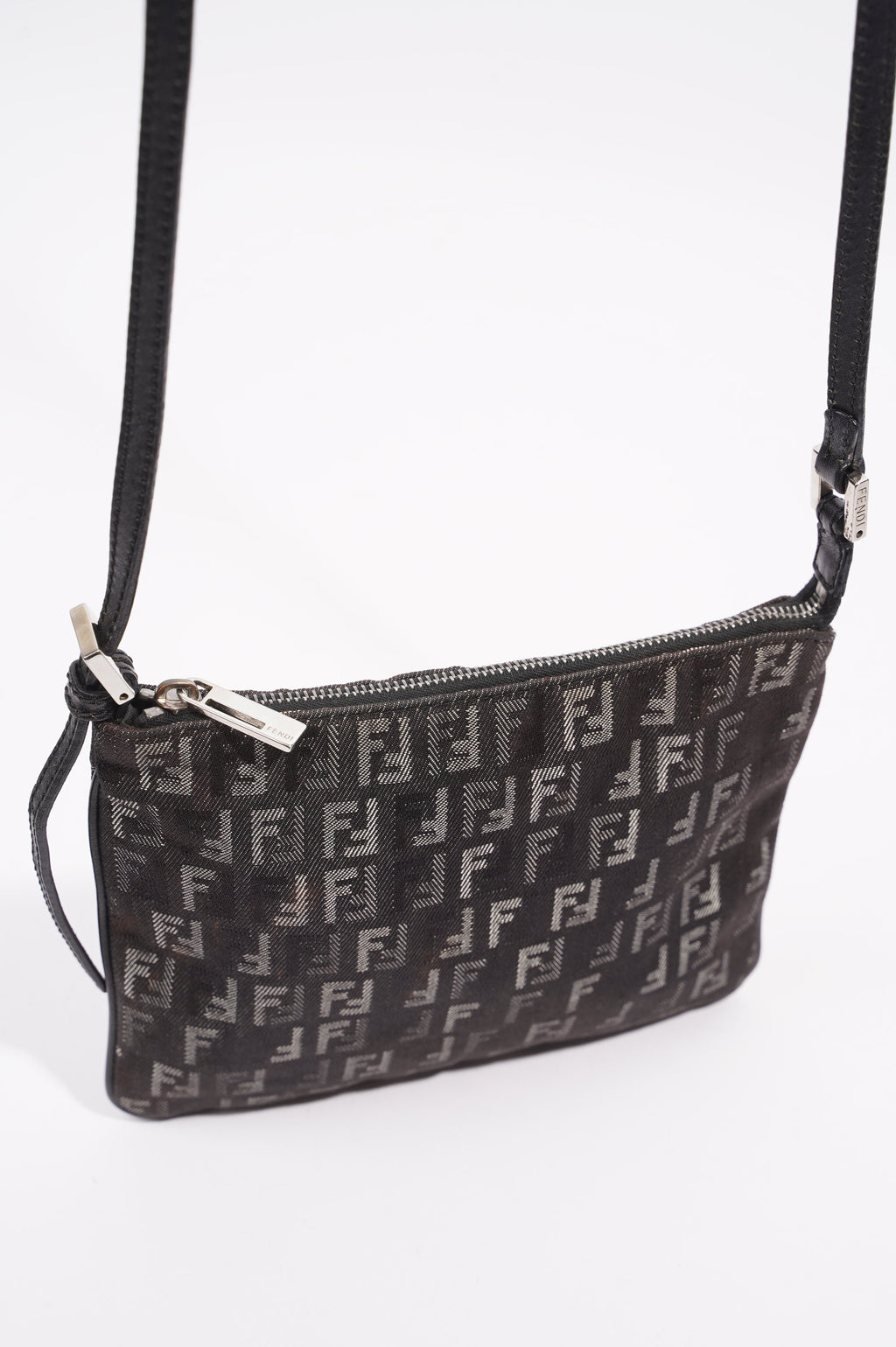 Fendi Womens Zucchino Bag Black Canvas