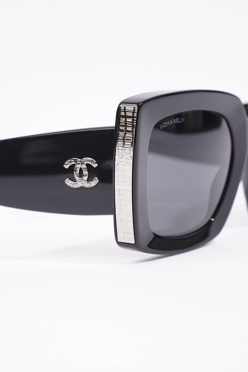 Chanel Womens Square Oversize Sunglasses Black Acetate 140