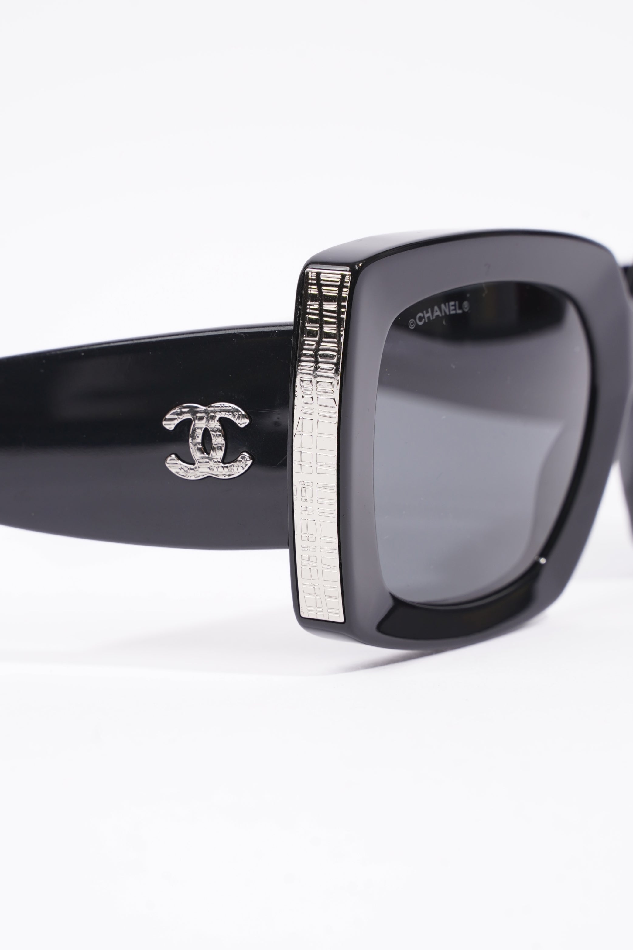 Chanel Womens Square Oversize Sunglasses Black Acetate 140