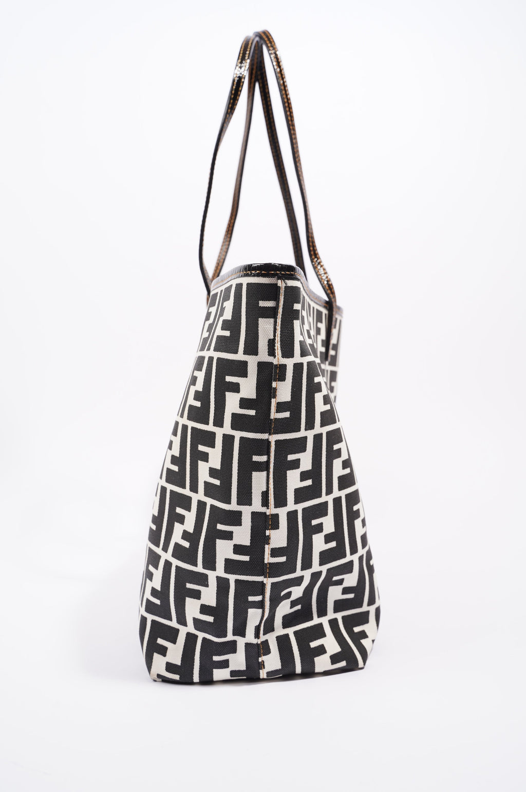 Fendi Womens Zucca Tote Bag Black / White