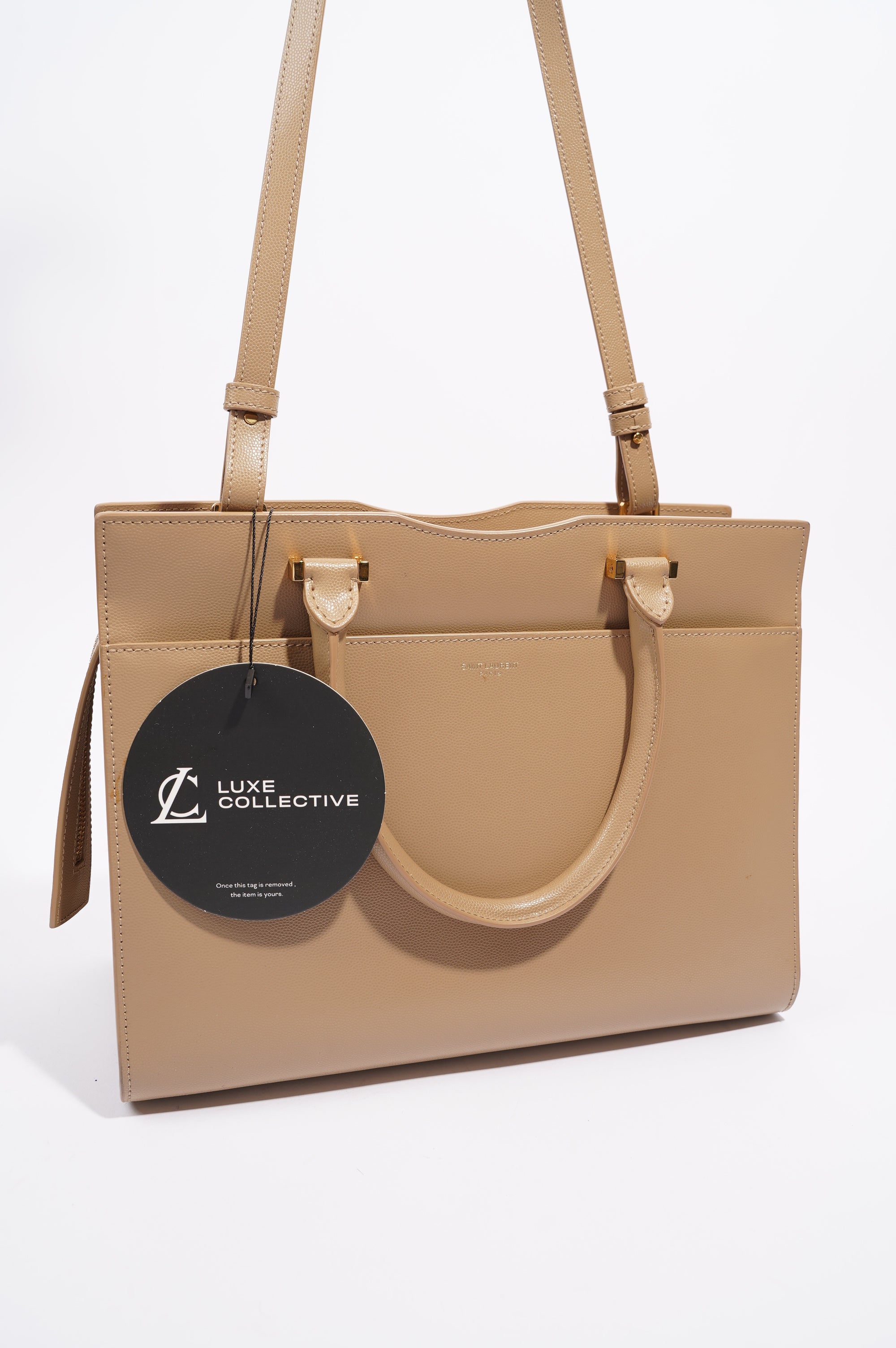 Saint Laurent Womens Uptown Tote Beige Small