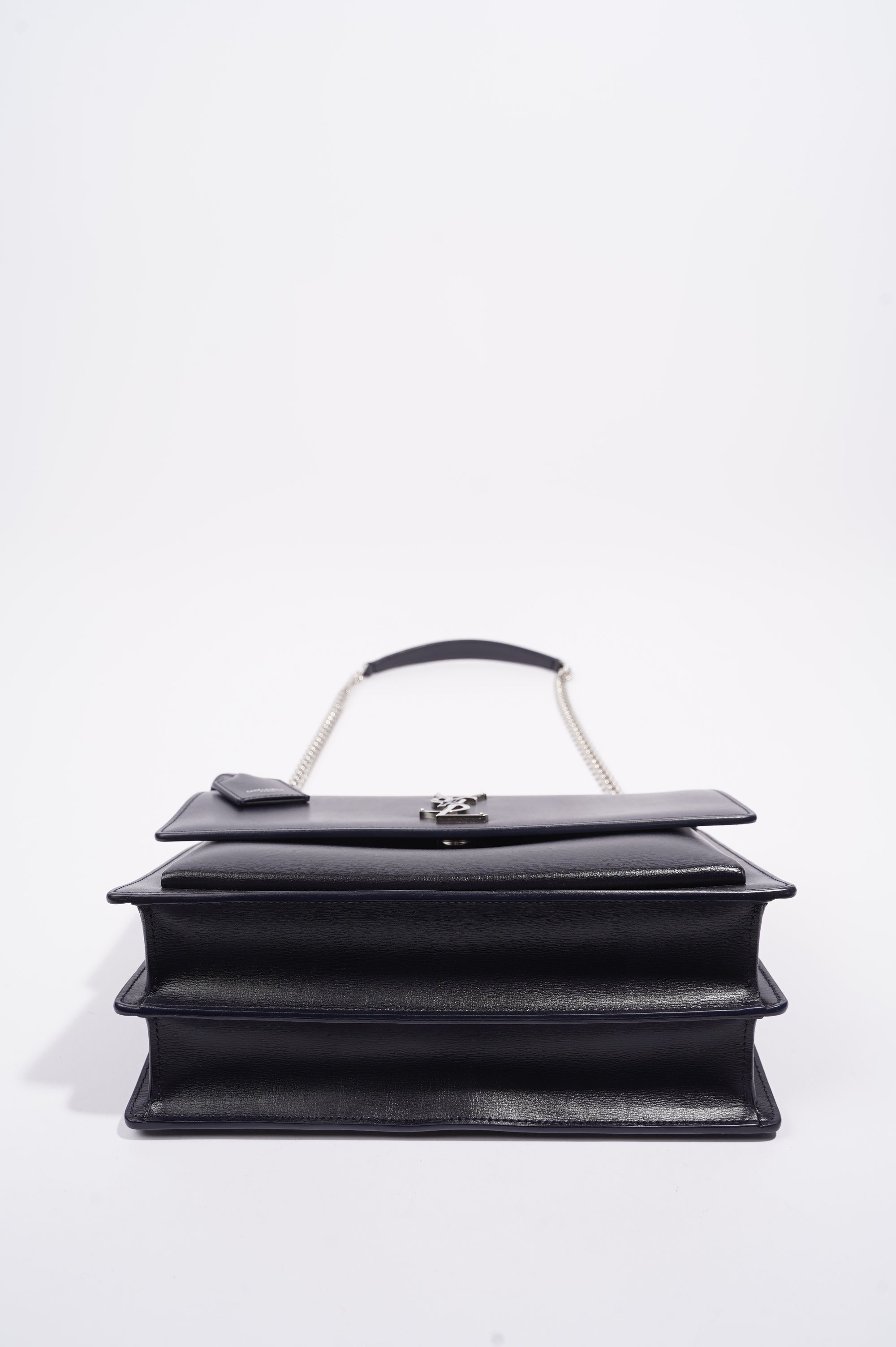 Saint Laurent Womens Sunset Chain Bag Navy / Silver Large