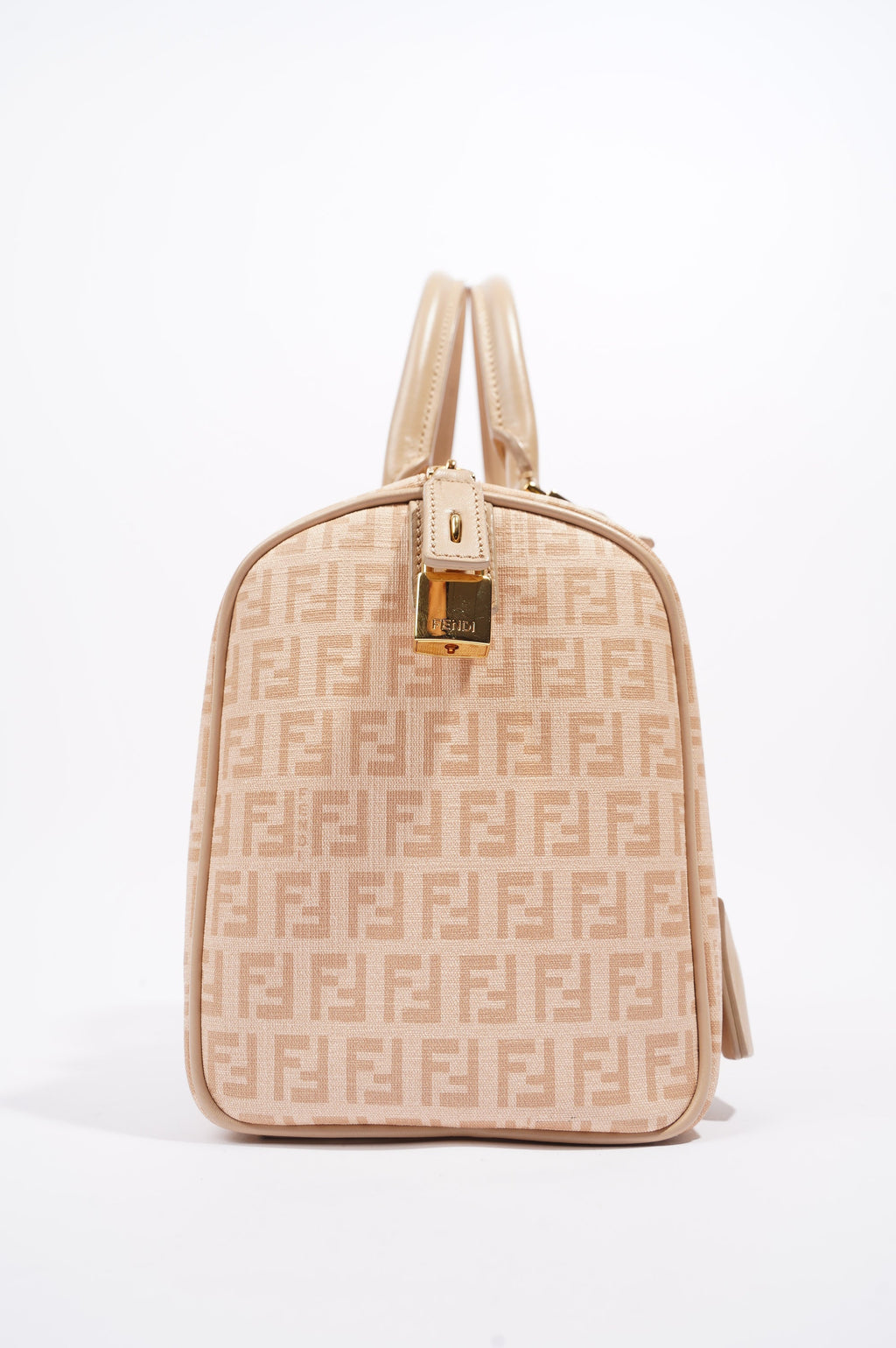 Fendi Womens Forever Bauletto Boston Bag Beige