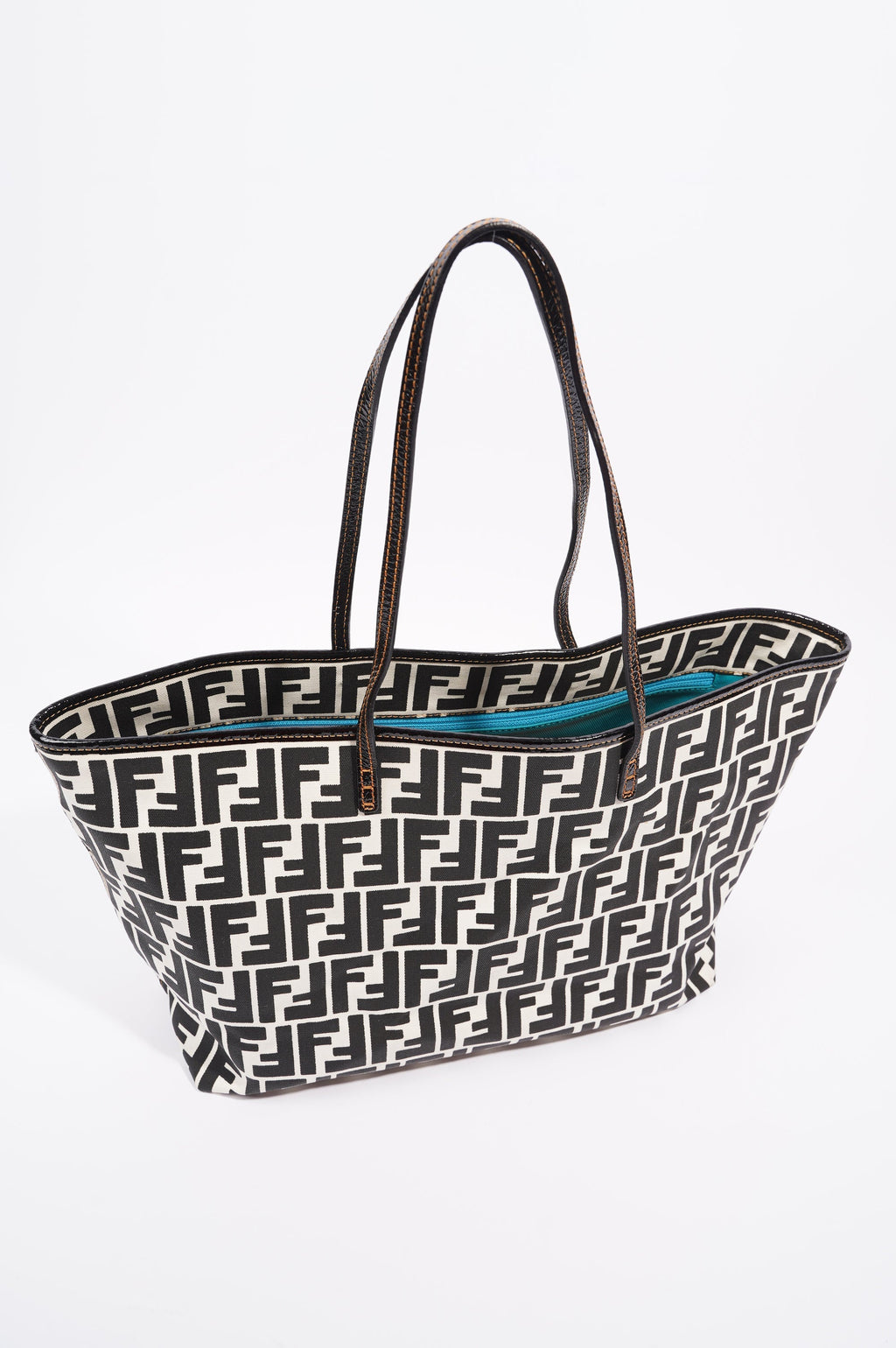 Fendi Womens Zucca Tote Bag Black / White