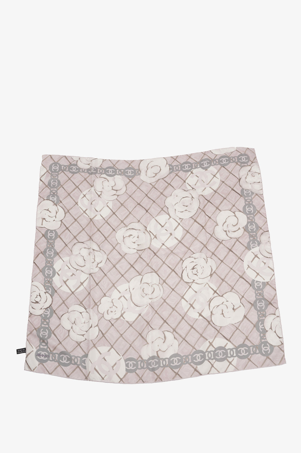 Chanel Silk Scarf White / Rose