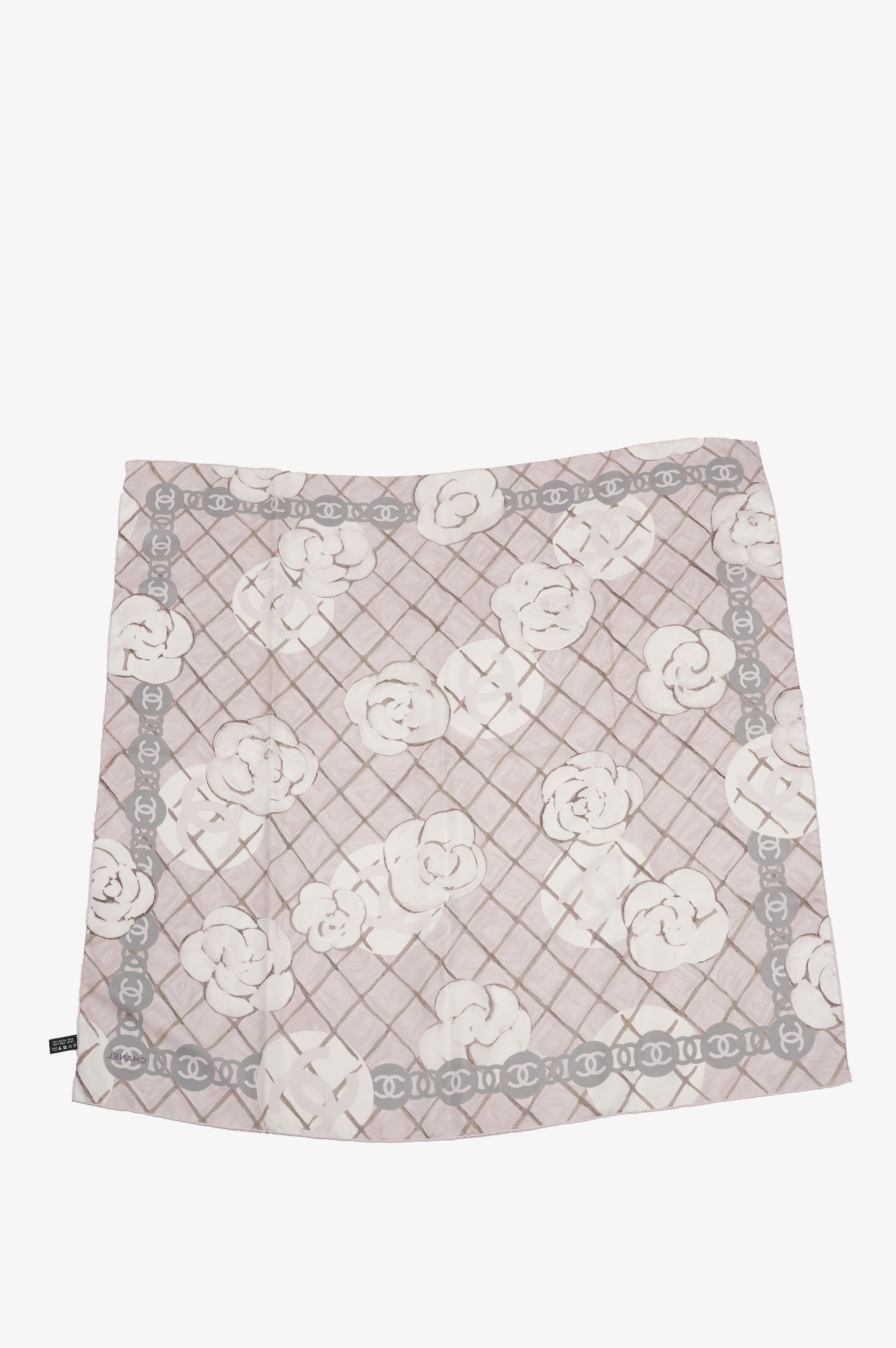 Chanel Silk Scarf White / Rose