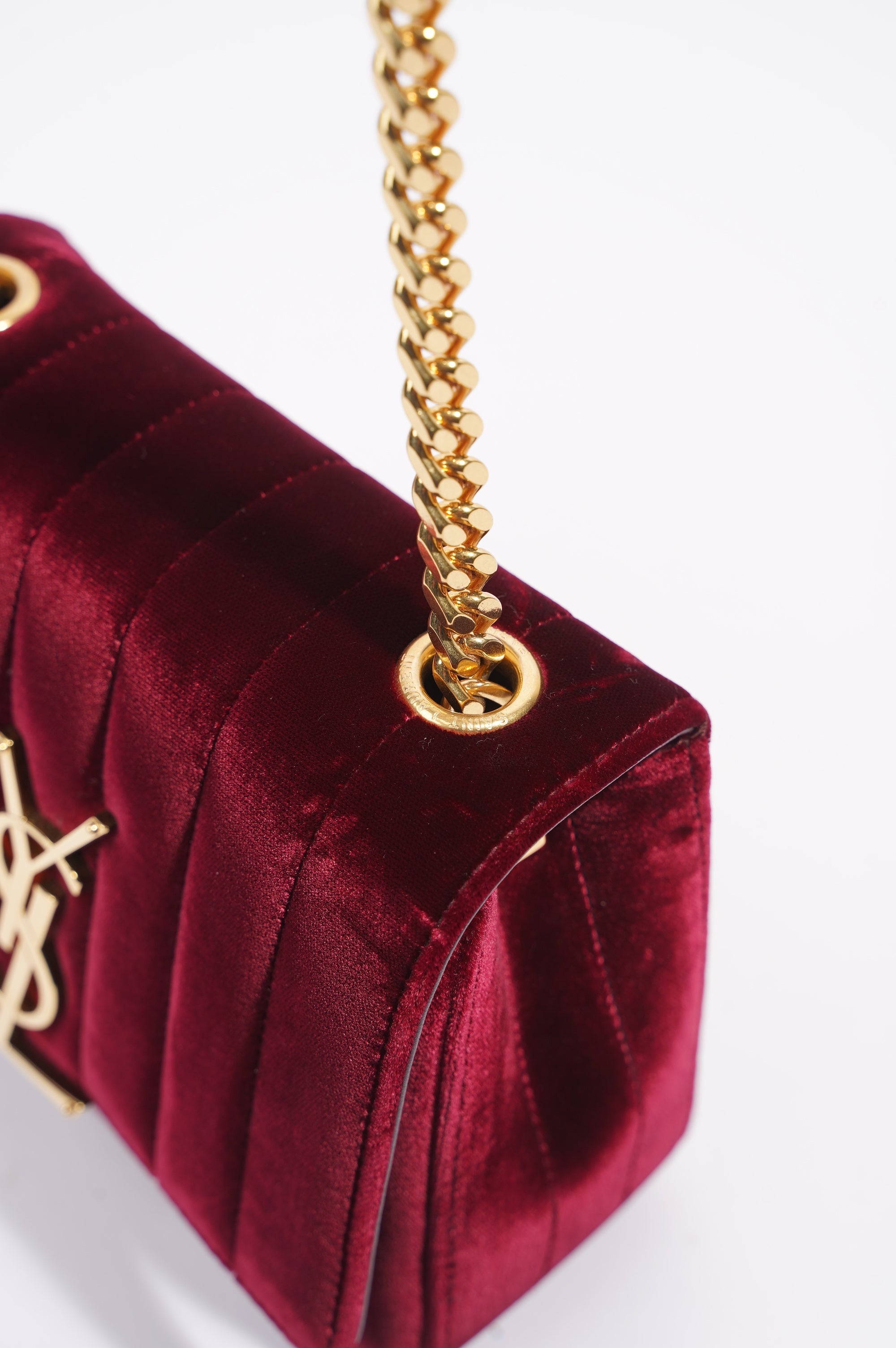 Saint Laurent Womens Vicky Bag Purple Velvet Small