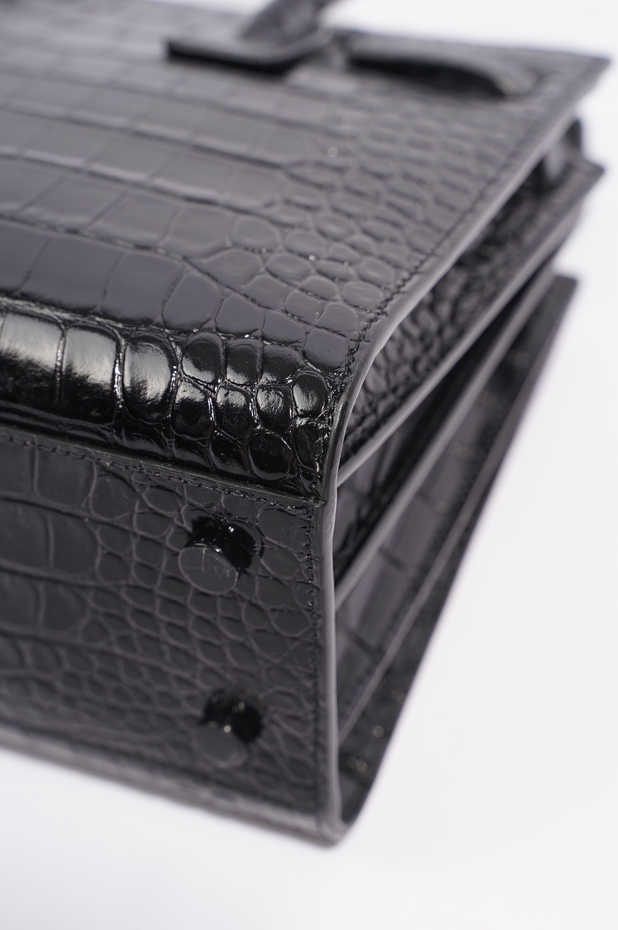 Saint Laurent Womens Sac De Jour Black Croc Baby