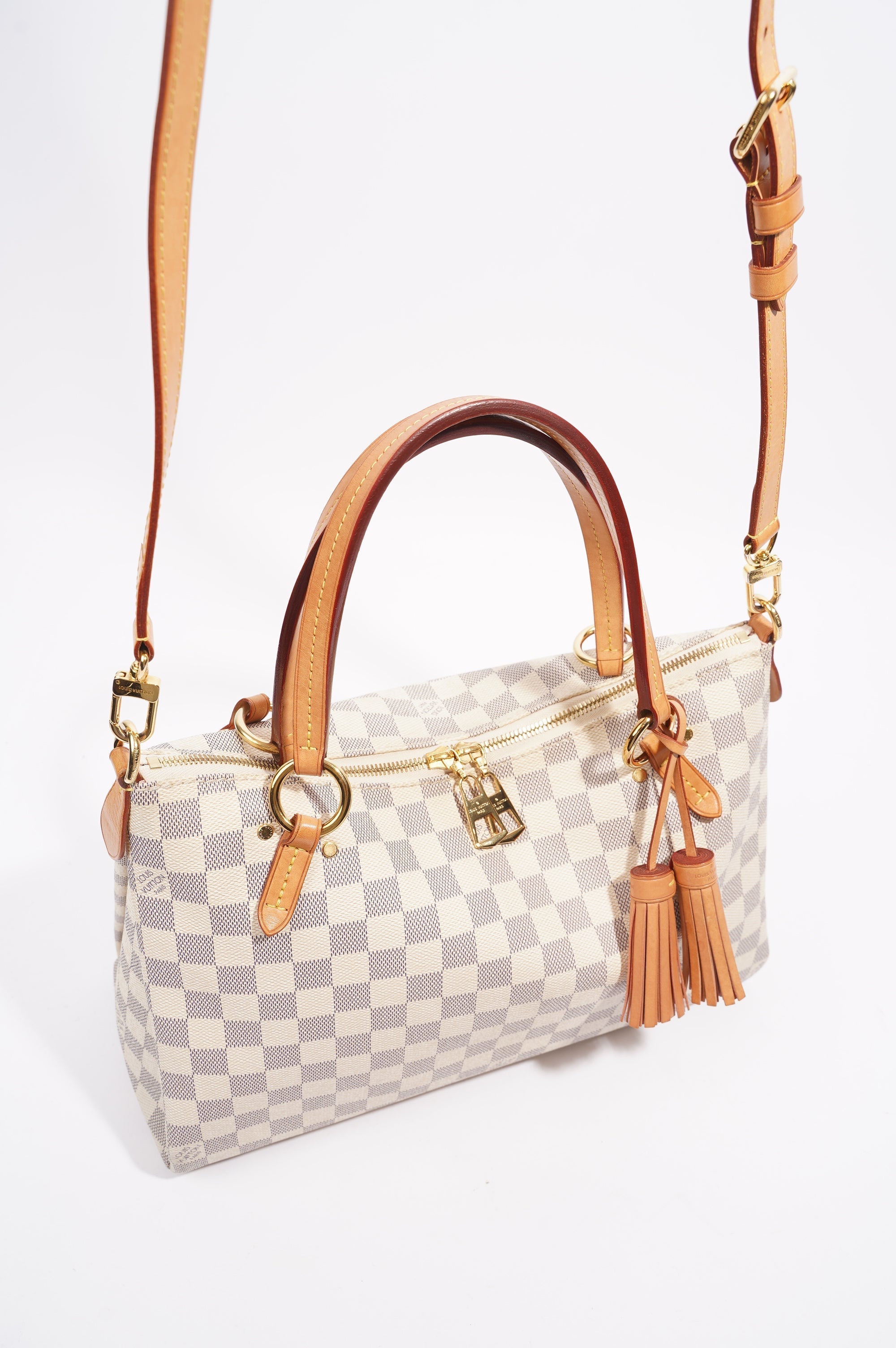 Louis Vuitton Womens Lymington Handbag Damier Azur Canvas