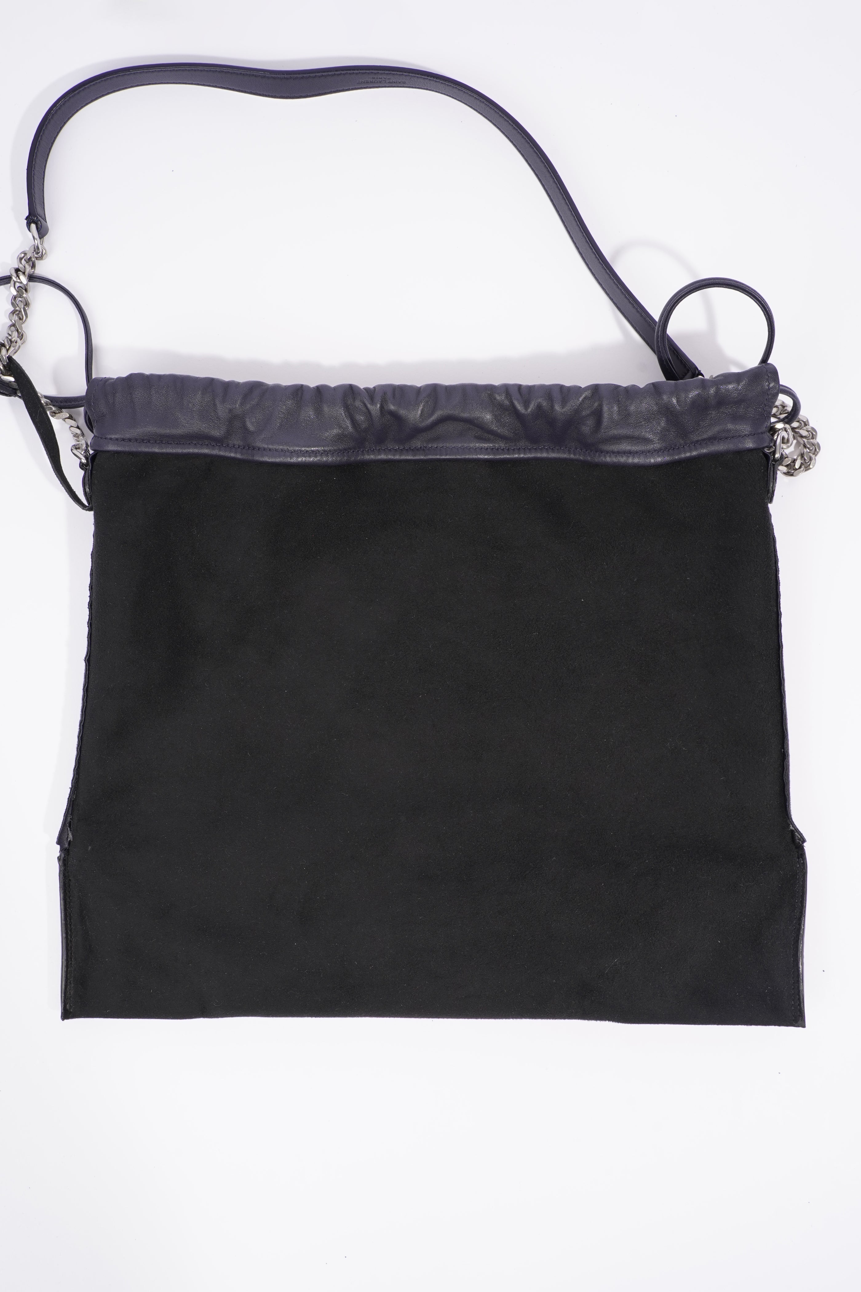 Saint Laurent Womens Teddy Bucket Bag Navy Leather