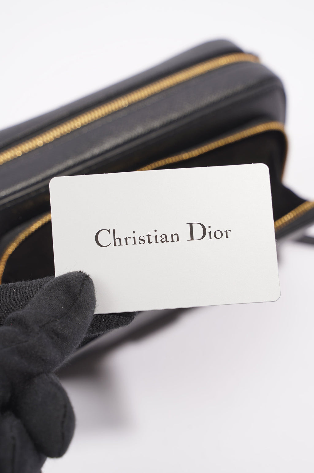 Christian Dior Womens Caro Double Pouch Black