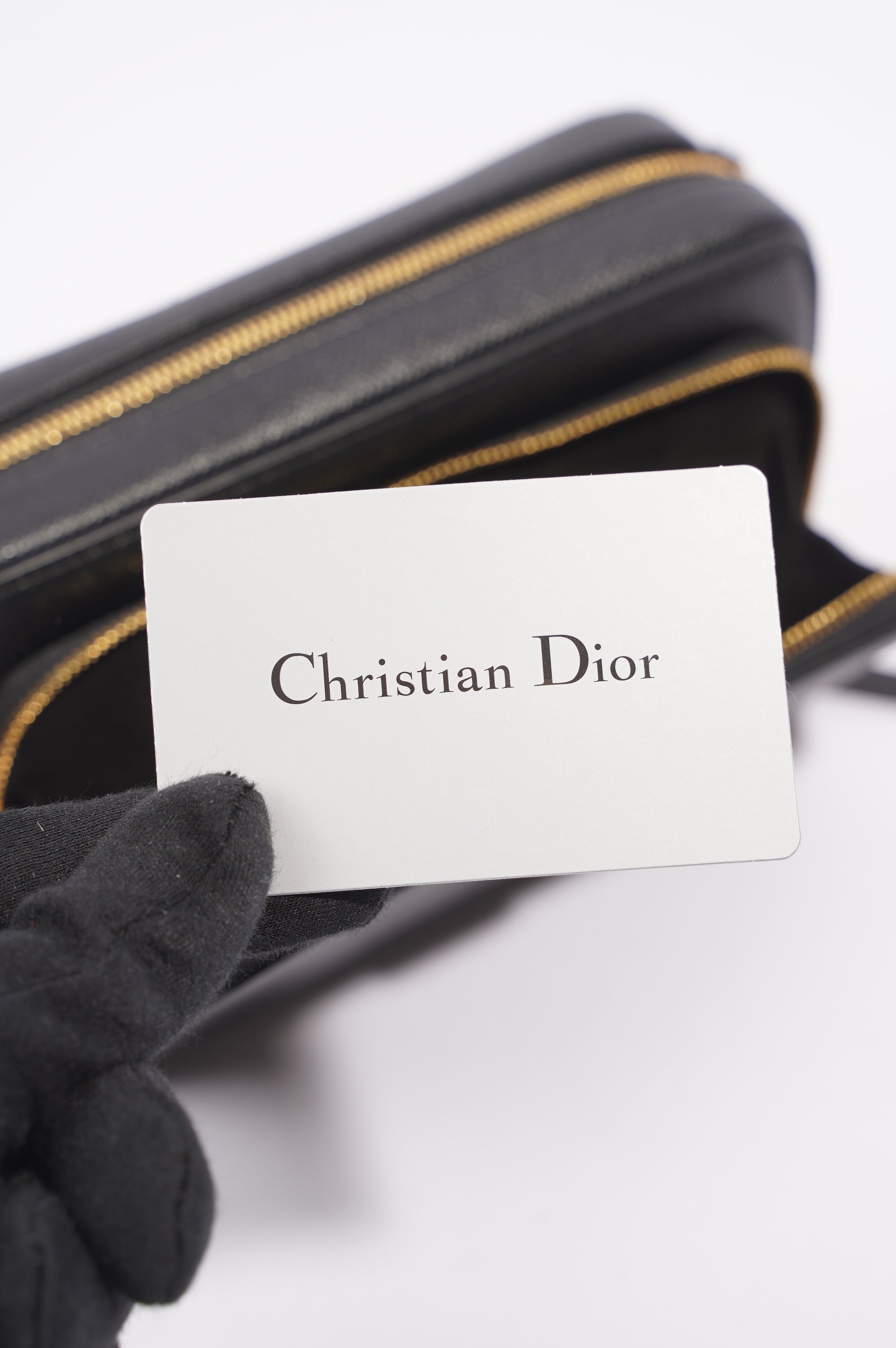 Christian Dior Womens Caro Double Pouch Black