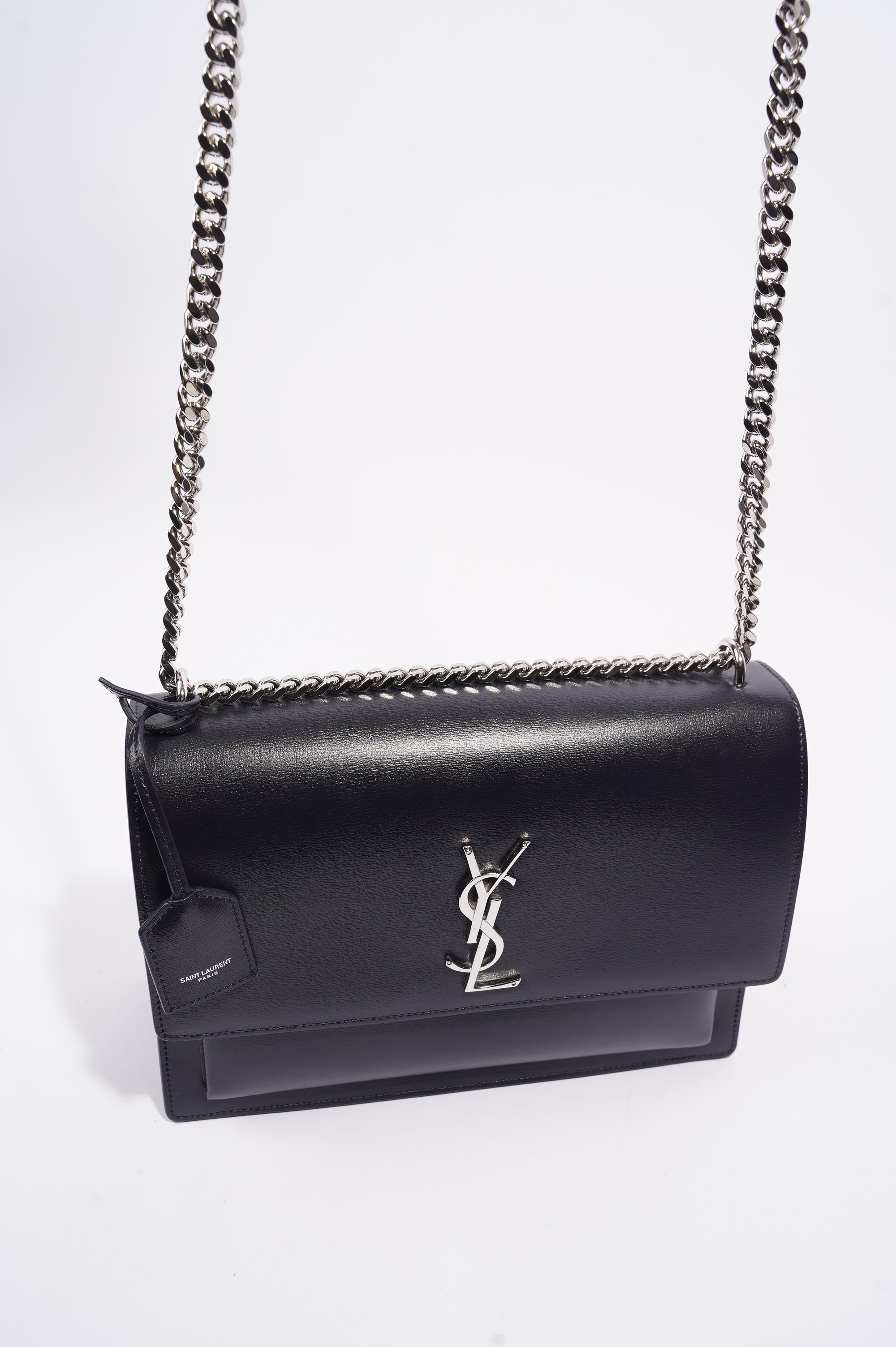 Saint Laurent Womens Sunset Chain Bag Navy / Silver Large