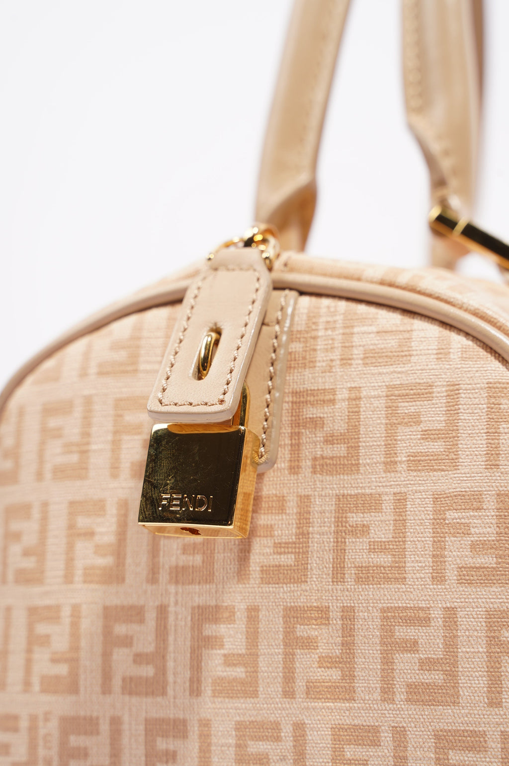 Fendi Womens Forever Bauletto Boston Bag Beige