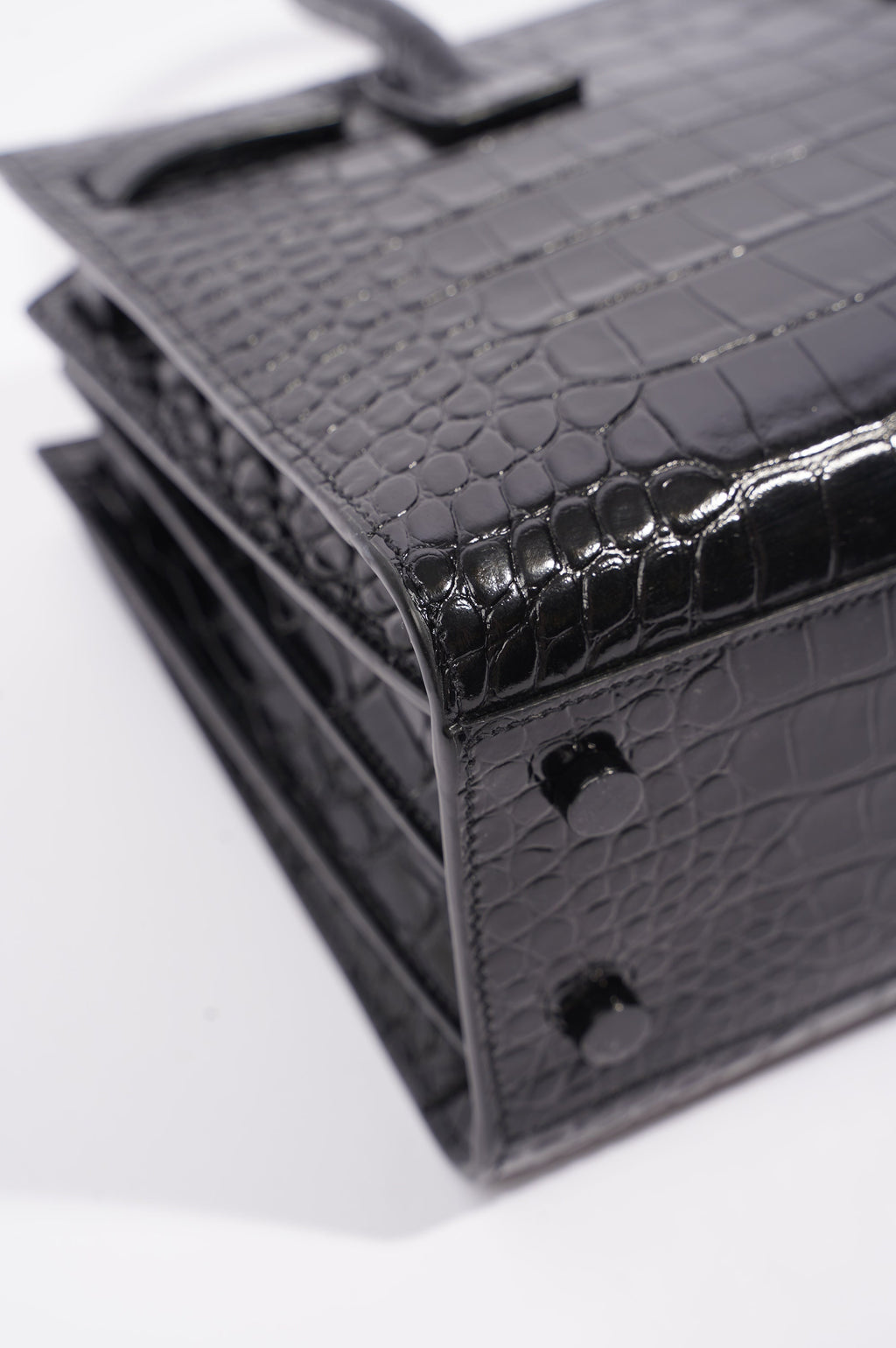 Saint Laurent Womens Sac De Jour Black Croc Baby