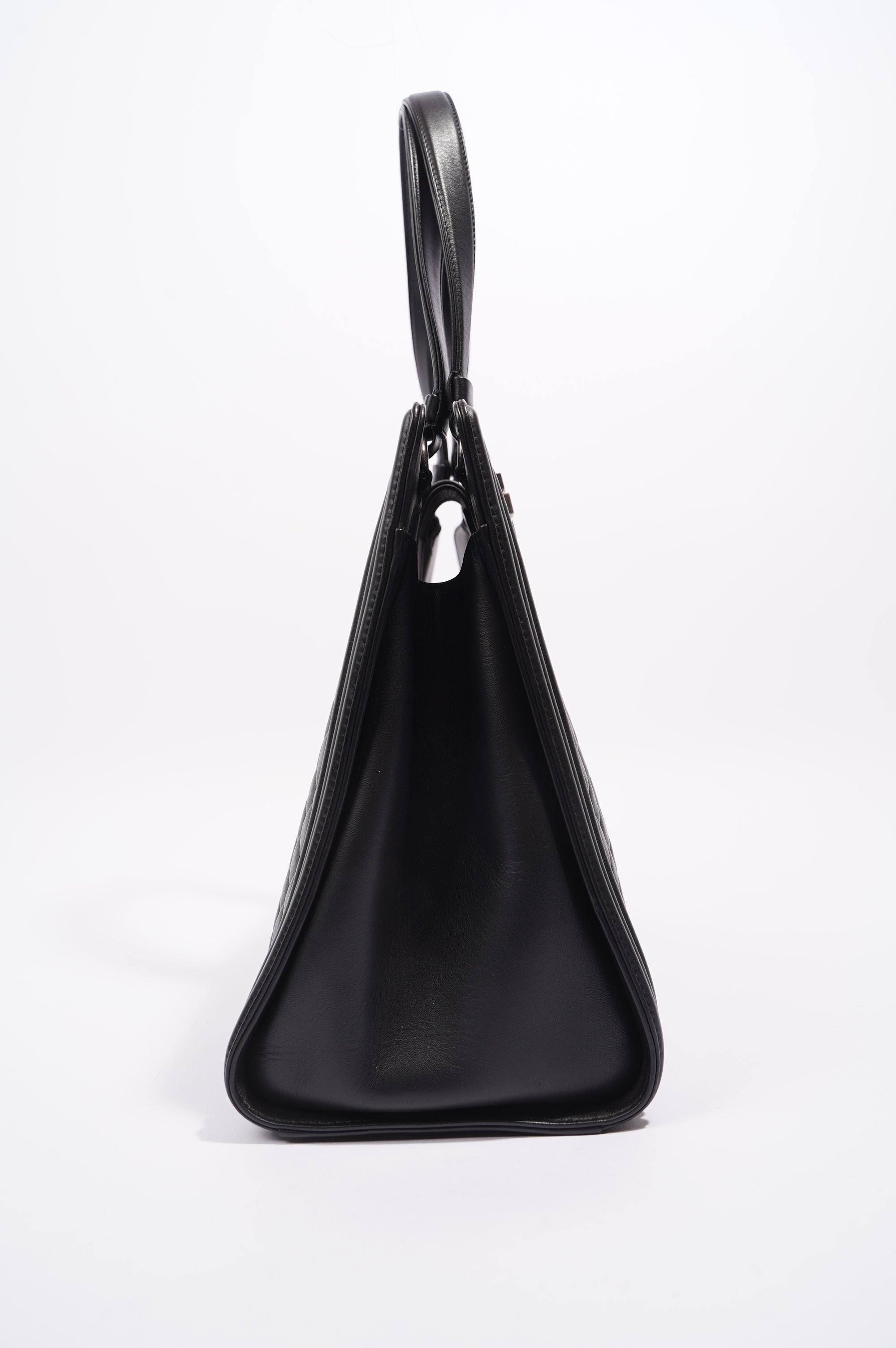Chanel Womens Lambskin Leather Boy Shopping Tote Black