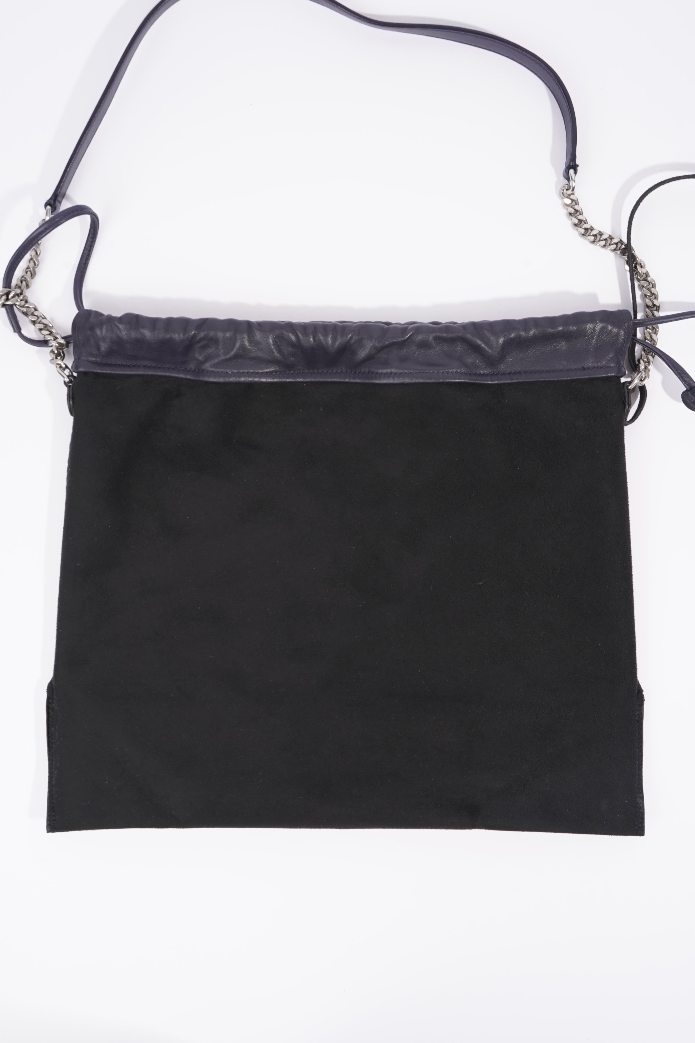 Saint Laurent Womens Teddy Bucket Bag Navy Leather