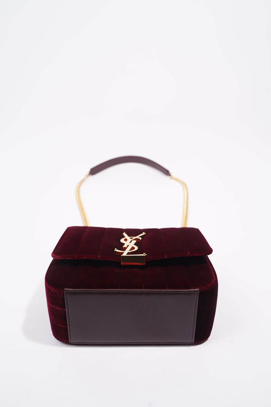 Saint Laurent Womens Vicky Bag Purple Velvet Small
