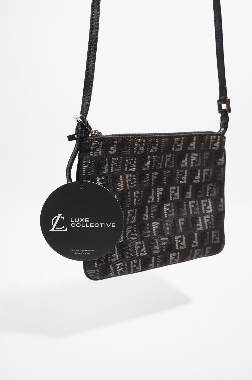 Fendi Womens Zucchino Bag Black Canvas