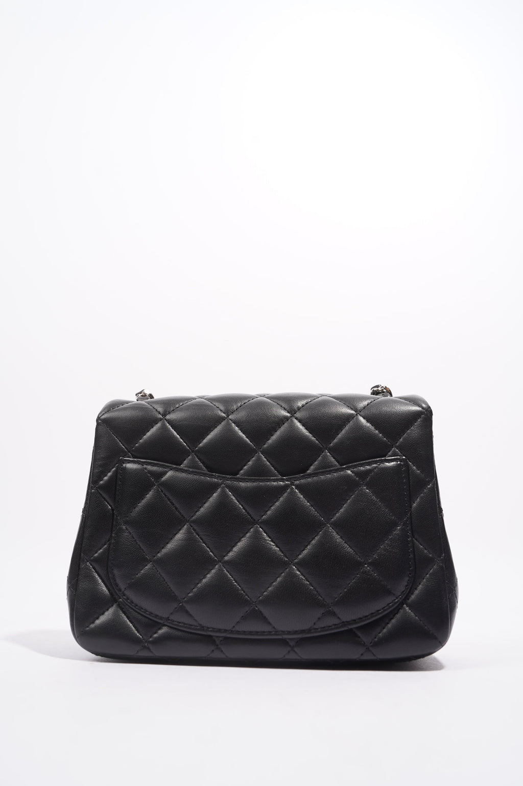 Chanel Womens Lambskin Square Flap Black Leather Mini