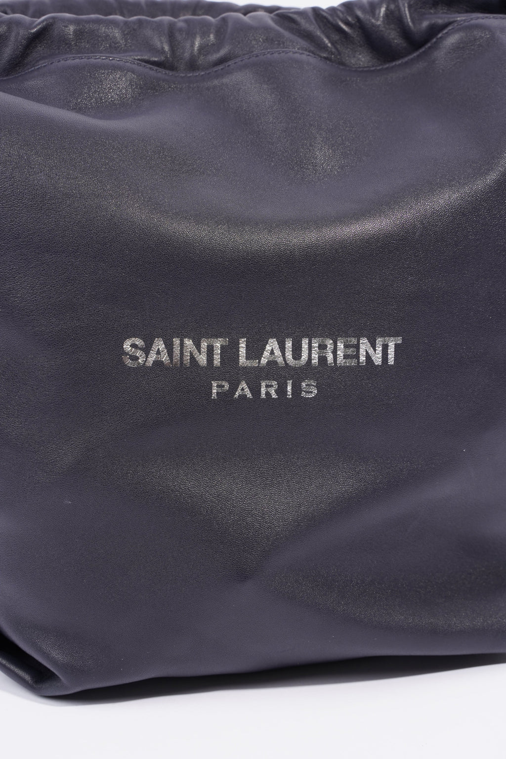Saint Laurent Womens Teddy Bucket Bag Navy Leather