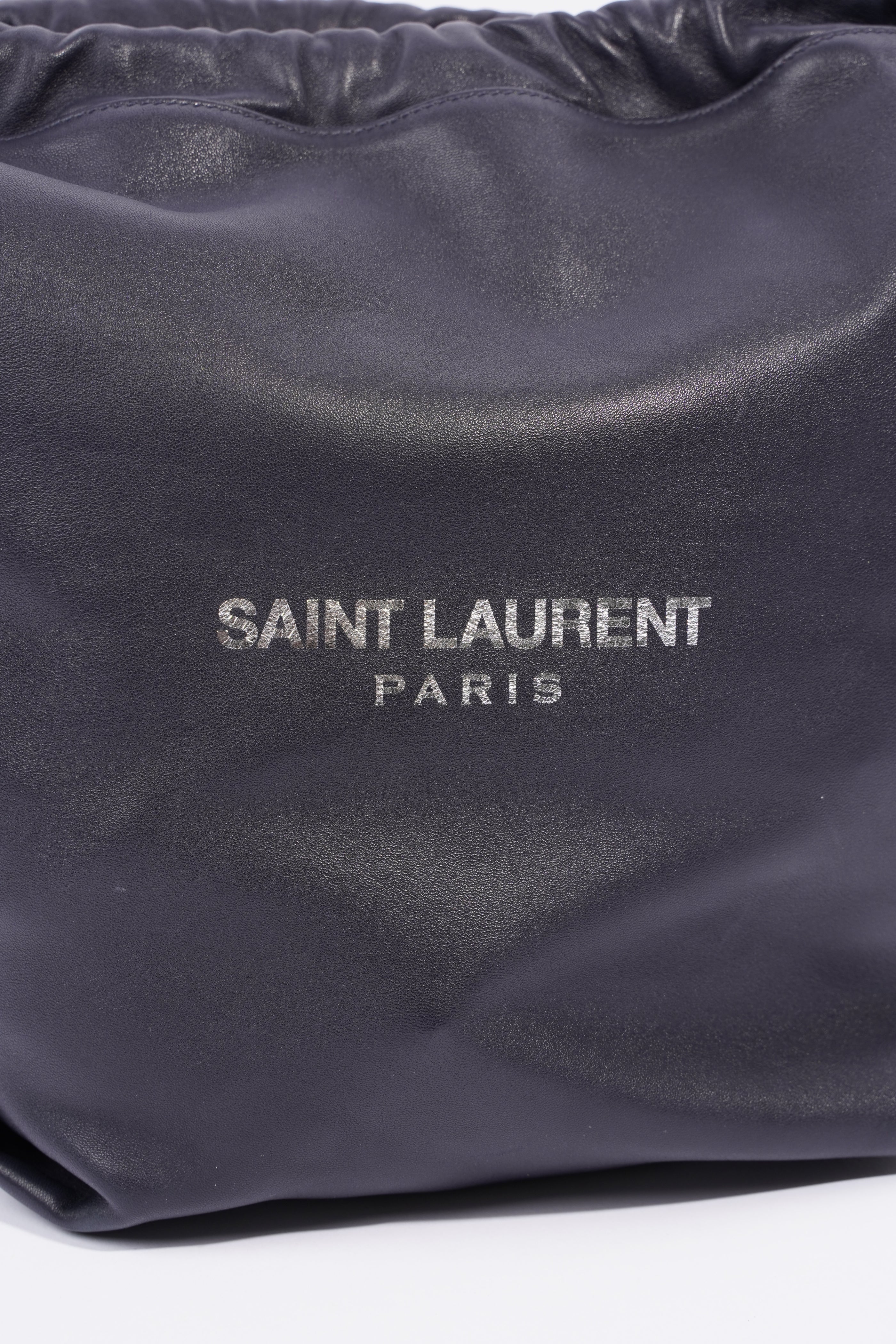 Saint Laurent Womens Teddy Bucket Bag Navy Leather