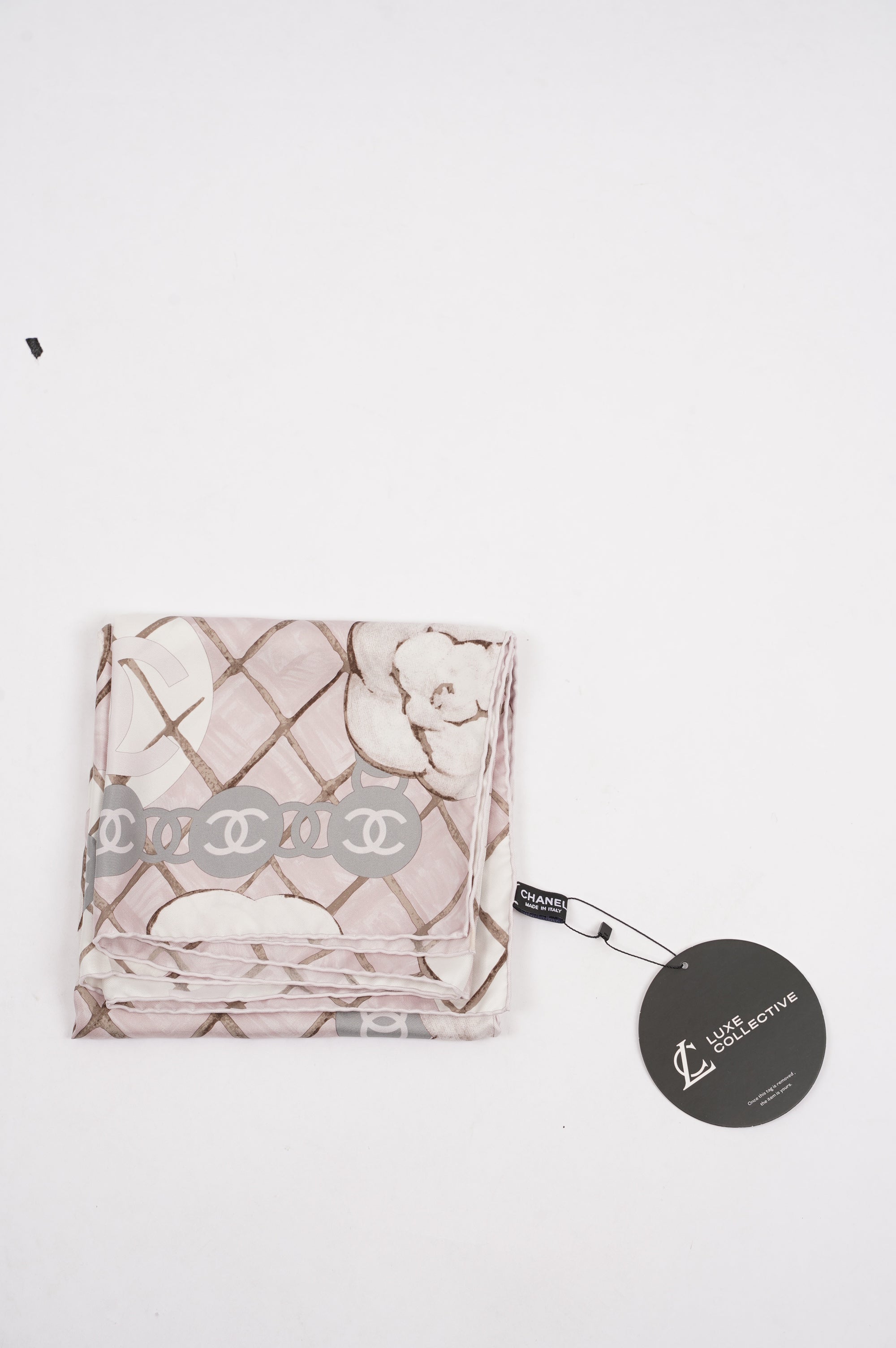 Chanel Silk Scarf White / Rose
