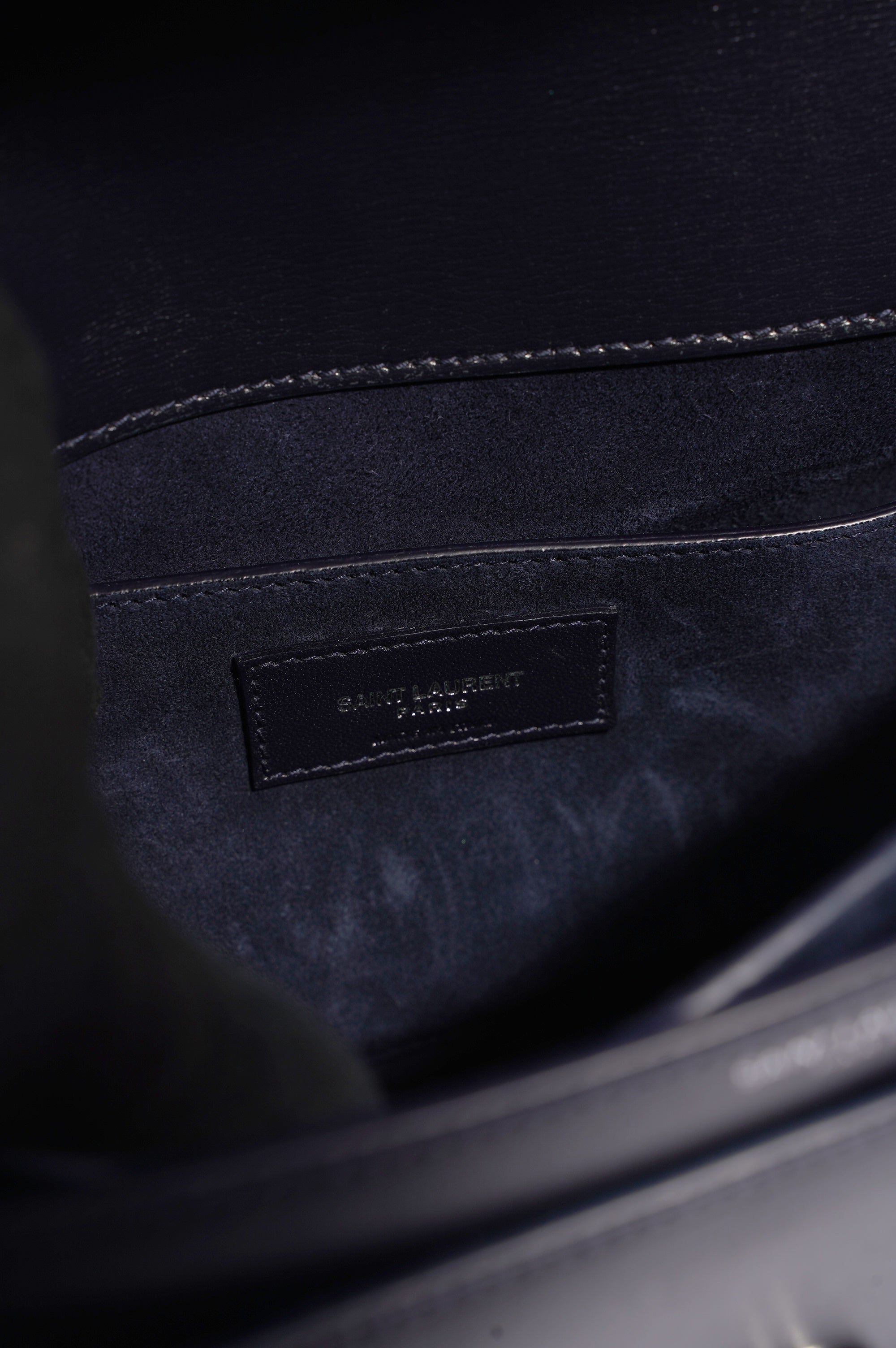 Saint Laurent Womens Sunset Chain Bag Navy / Silver Large