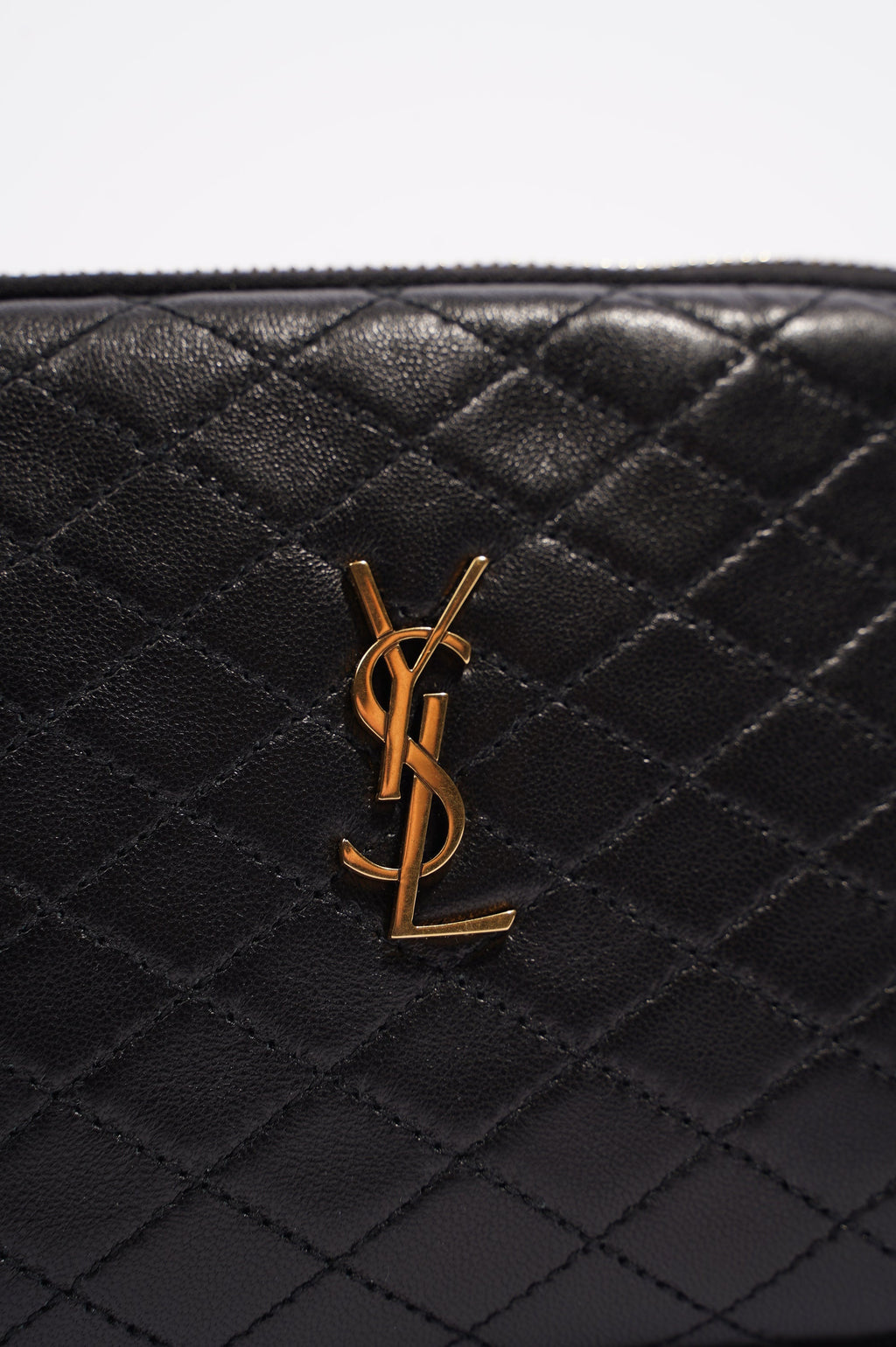 Saint Laurent Womens Gaby Zipped Pouch Black / Gold