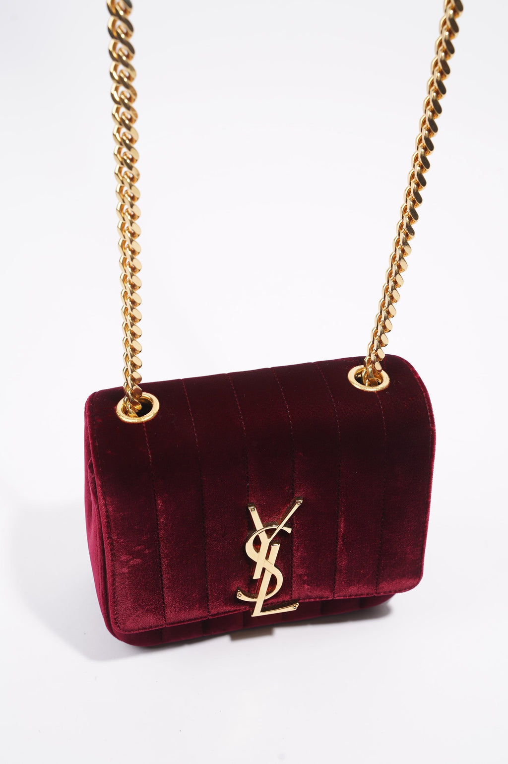 Saint Laurent Womens Vicky Bag Purple Velvet Small