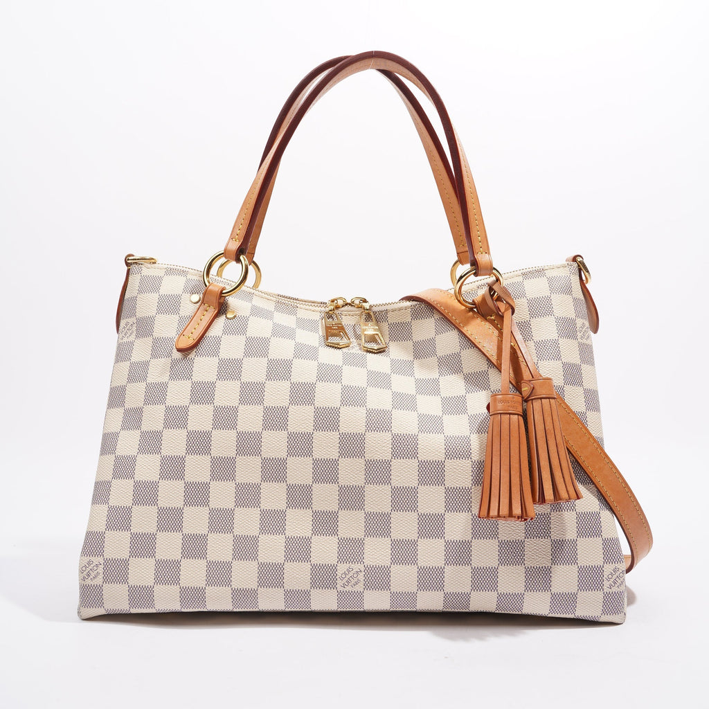 Louis Vuitton Womens Lymington Handbag Damier Azur Canvas