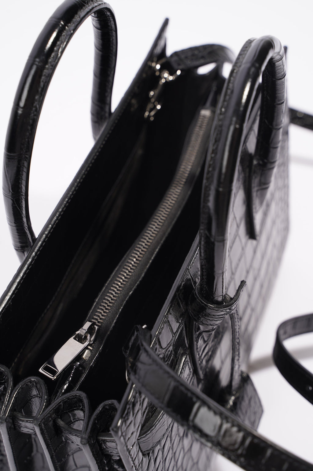 Saint Laurent Womens Sac De Jour Black Croc Baby