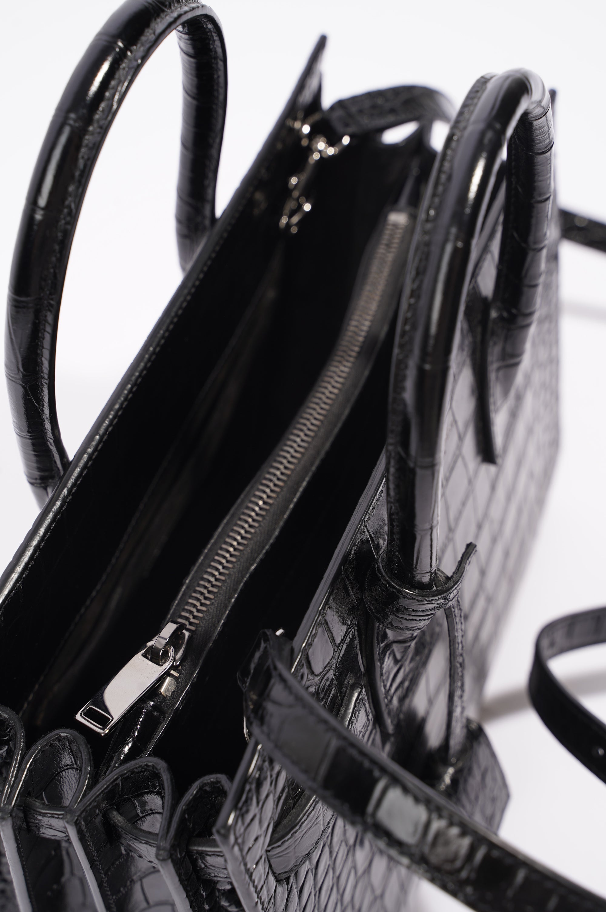 Saint Laurent Womens Sac De Jour Black Croc Baby