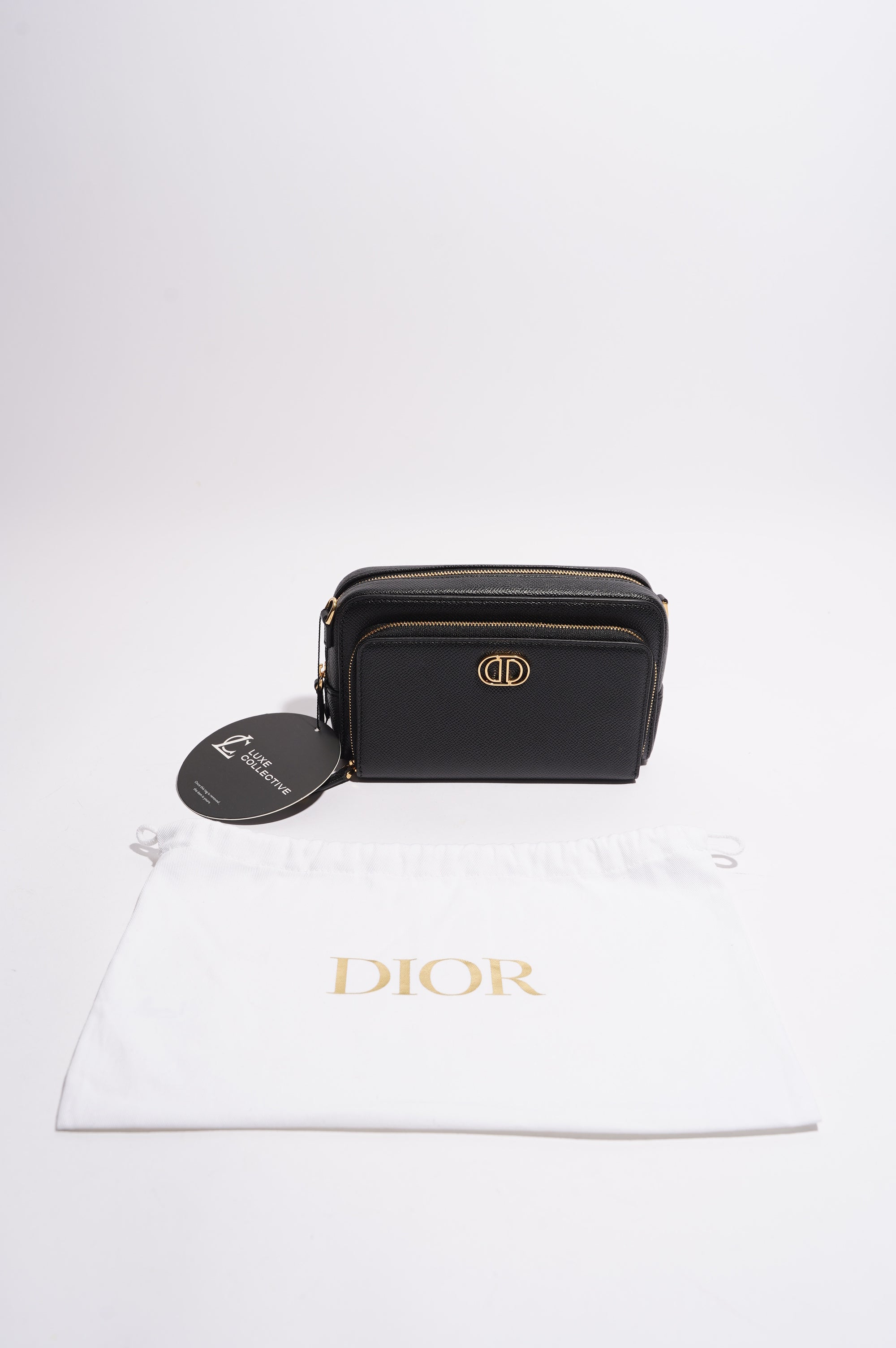 Christian Dior Womens Caro Double Pouch Black