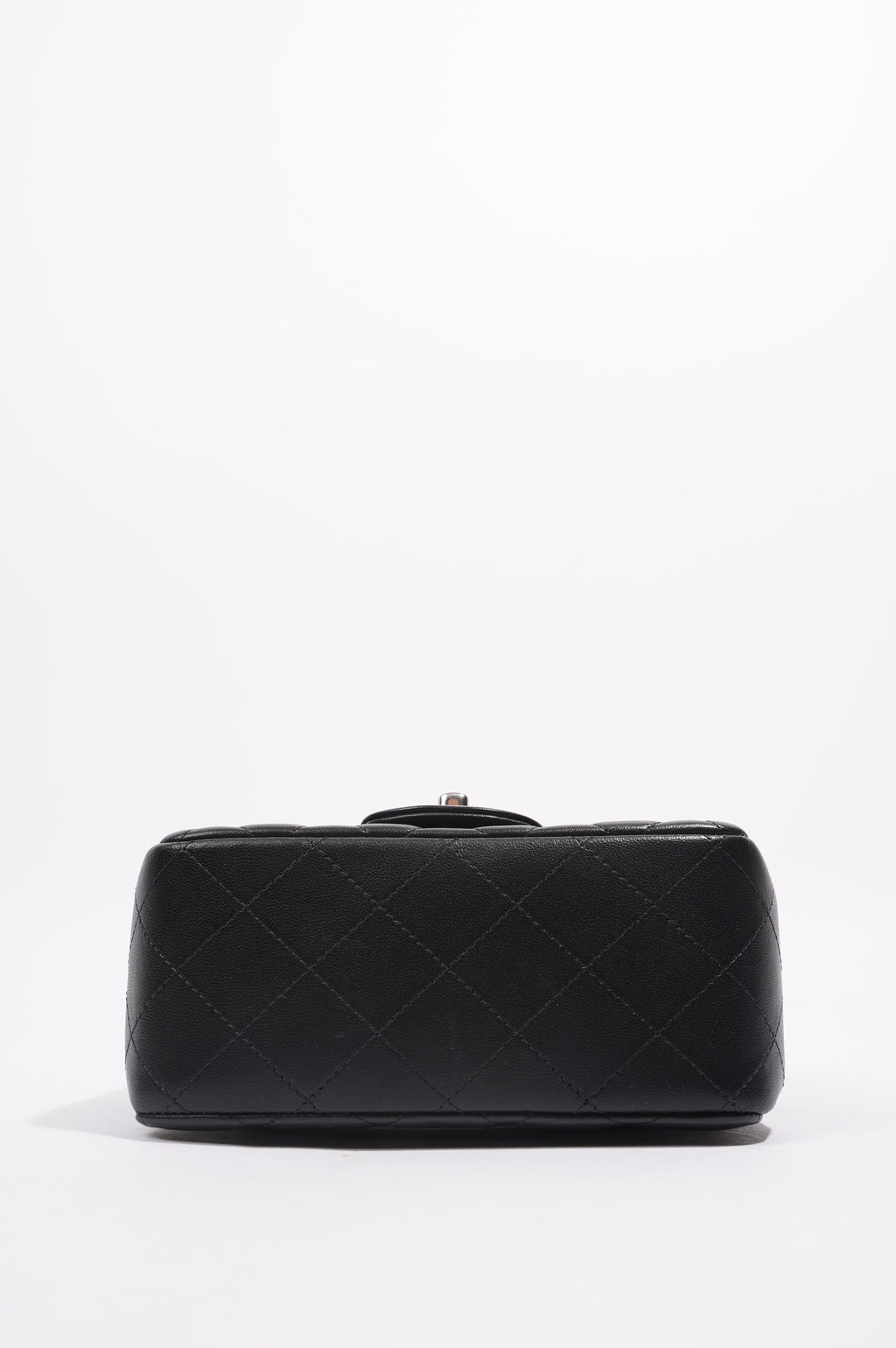 Chanel Womens Lambskin Square Flap Black Leather Mini