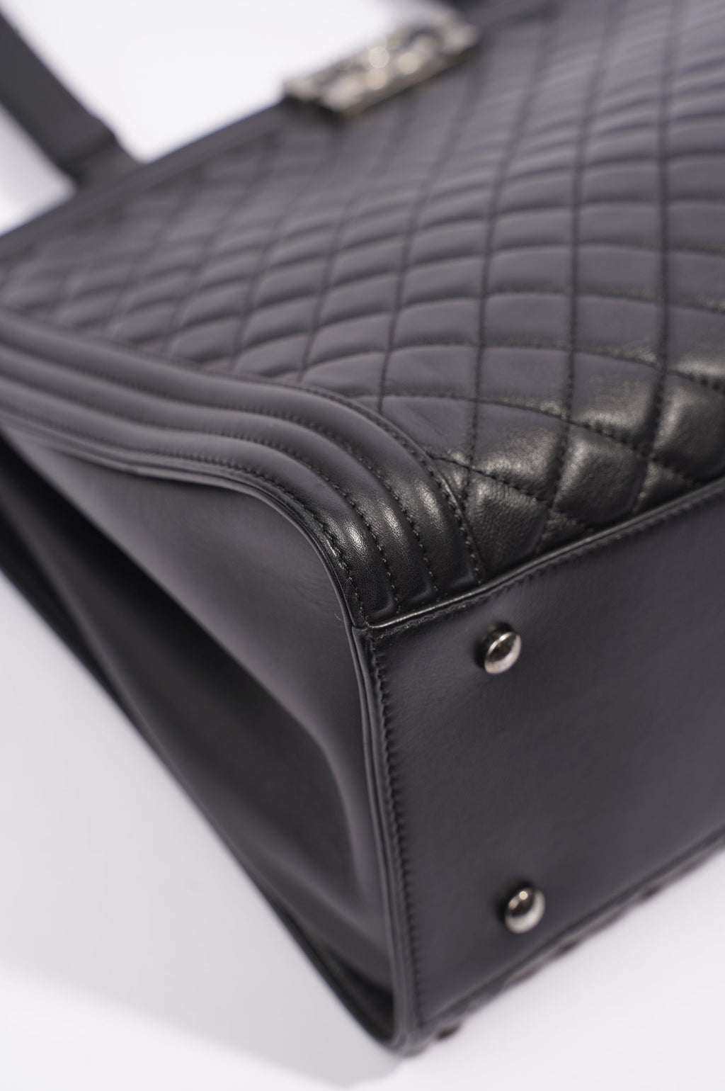 Chanel Womens Lambskin Leather Boy Shopping Tote Black