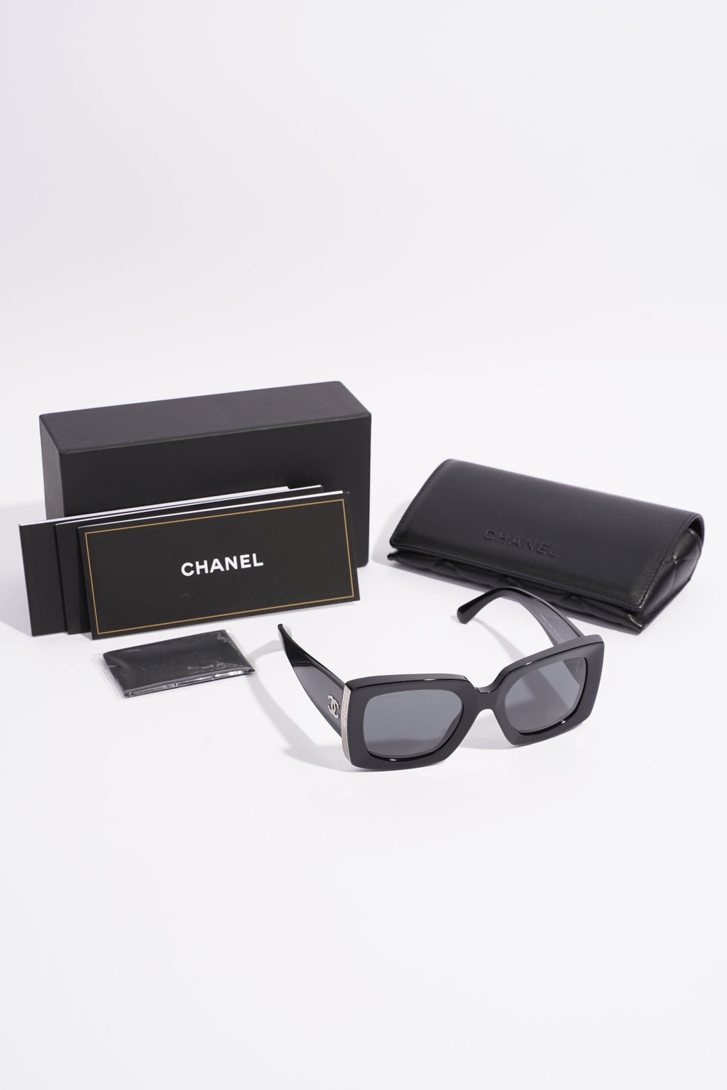 Chanel Womens Square Oversize Sunglasses Black Acetate 140