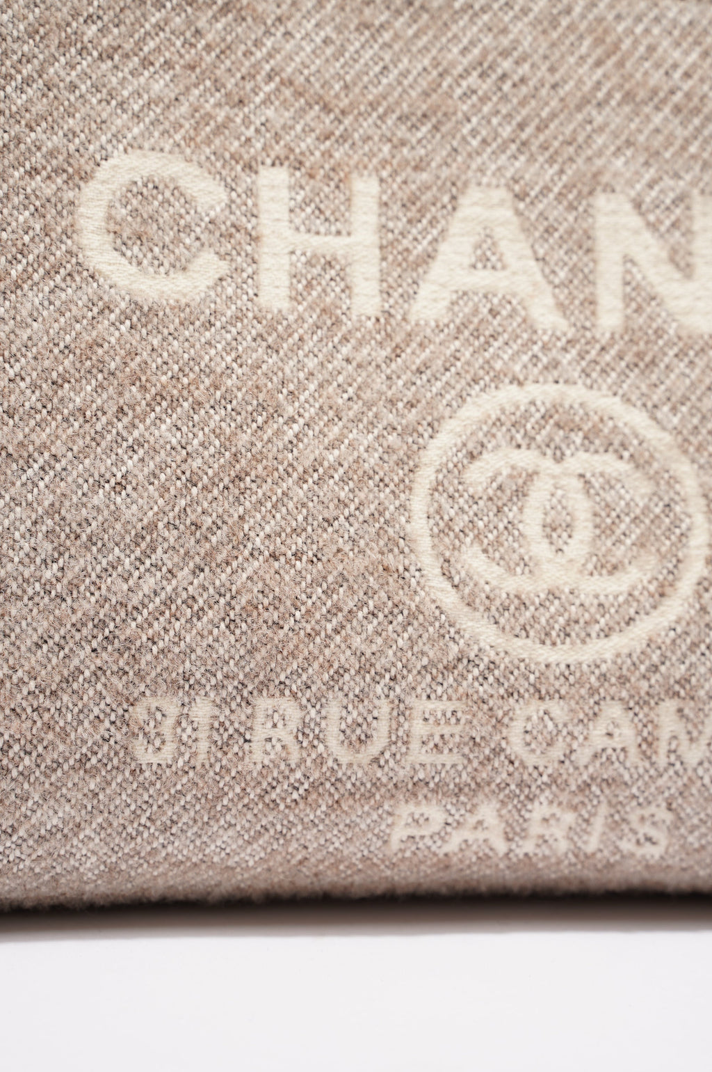 Chanel Womens Deauville Bag Wool / Cream / Beige Small