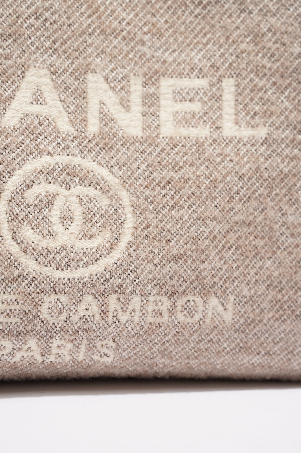 Chanel Womens Deauville Bag Wool / Cream / Beige Small