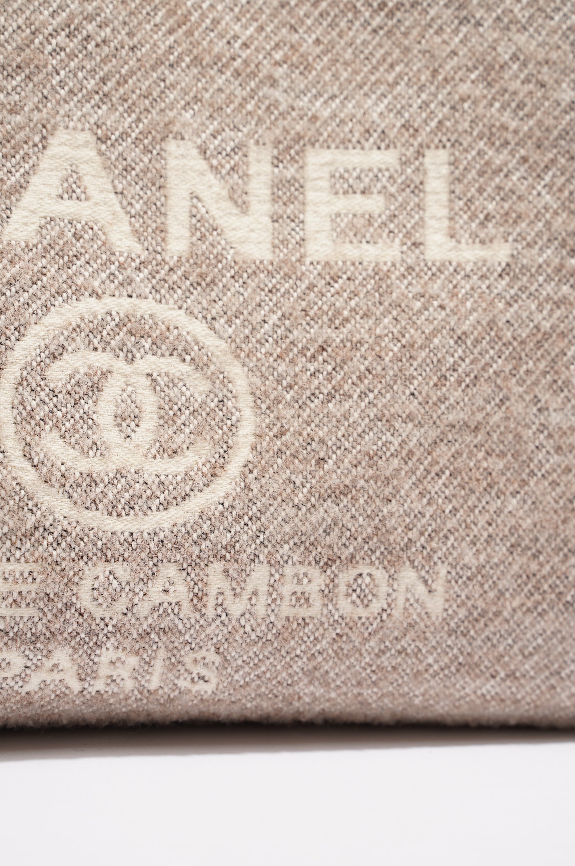 Chanel Womens Deauville Bag Wool / Cream / Beige Small