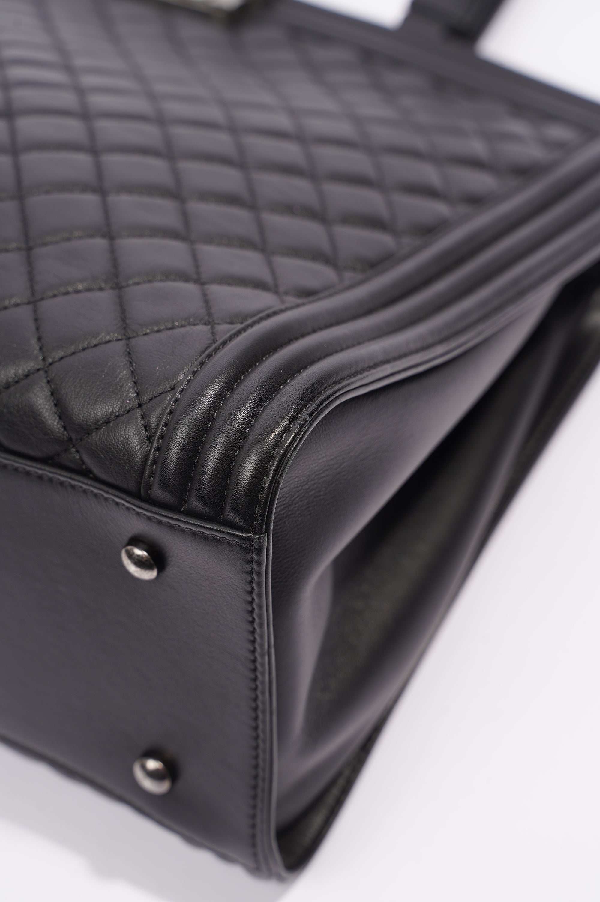 Chanel Womens Lambskin Leather Boy Shopping Tote Black