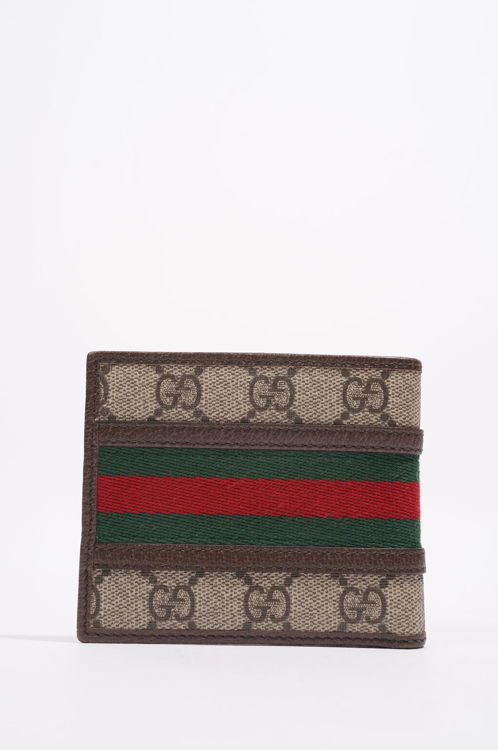 Gucci Mens Bi Fold Web Wallet Brown Canvas