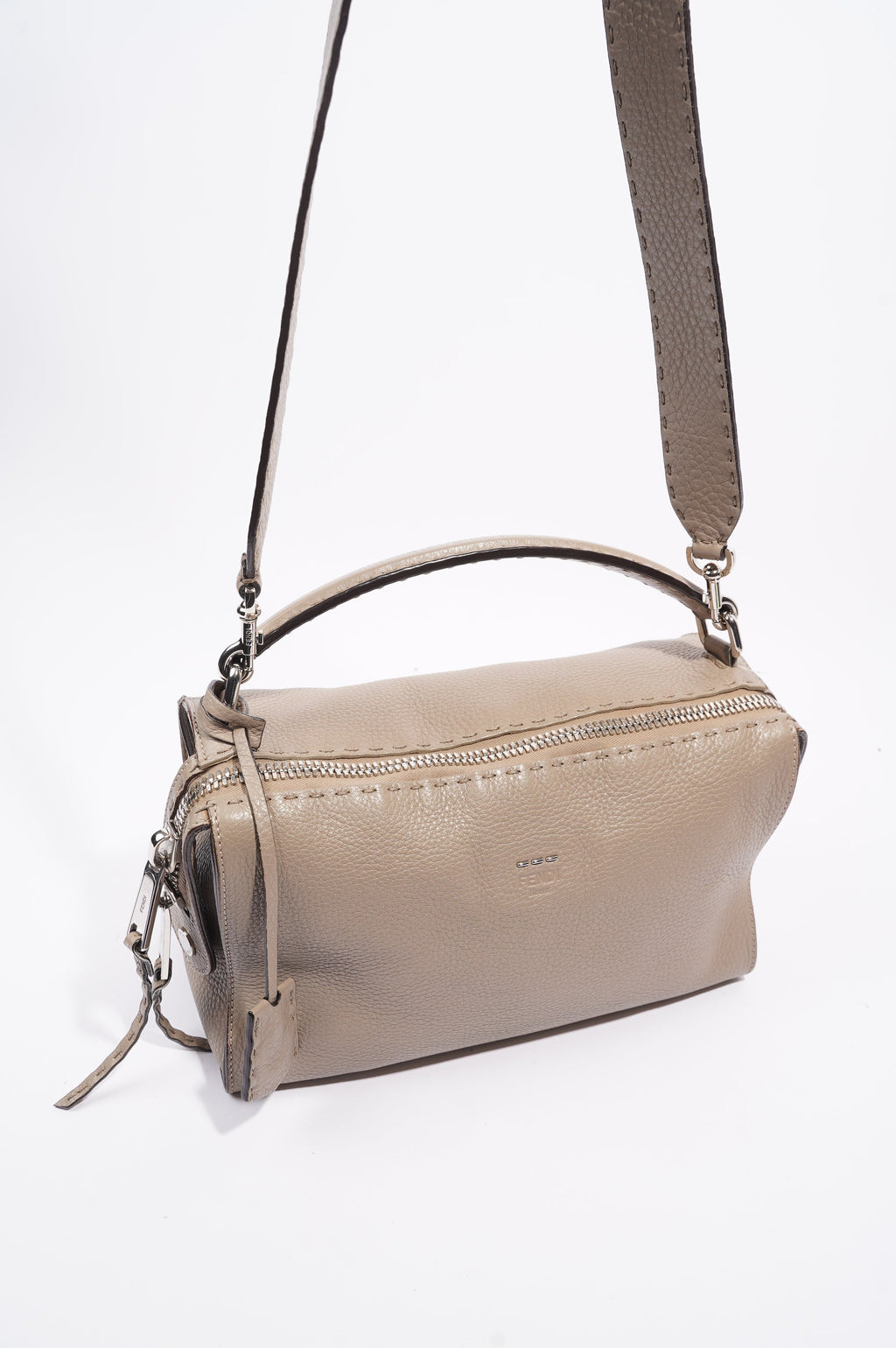 Fendi Womens Celeria Ray Handbag Beige