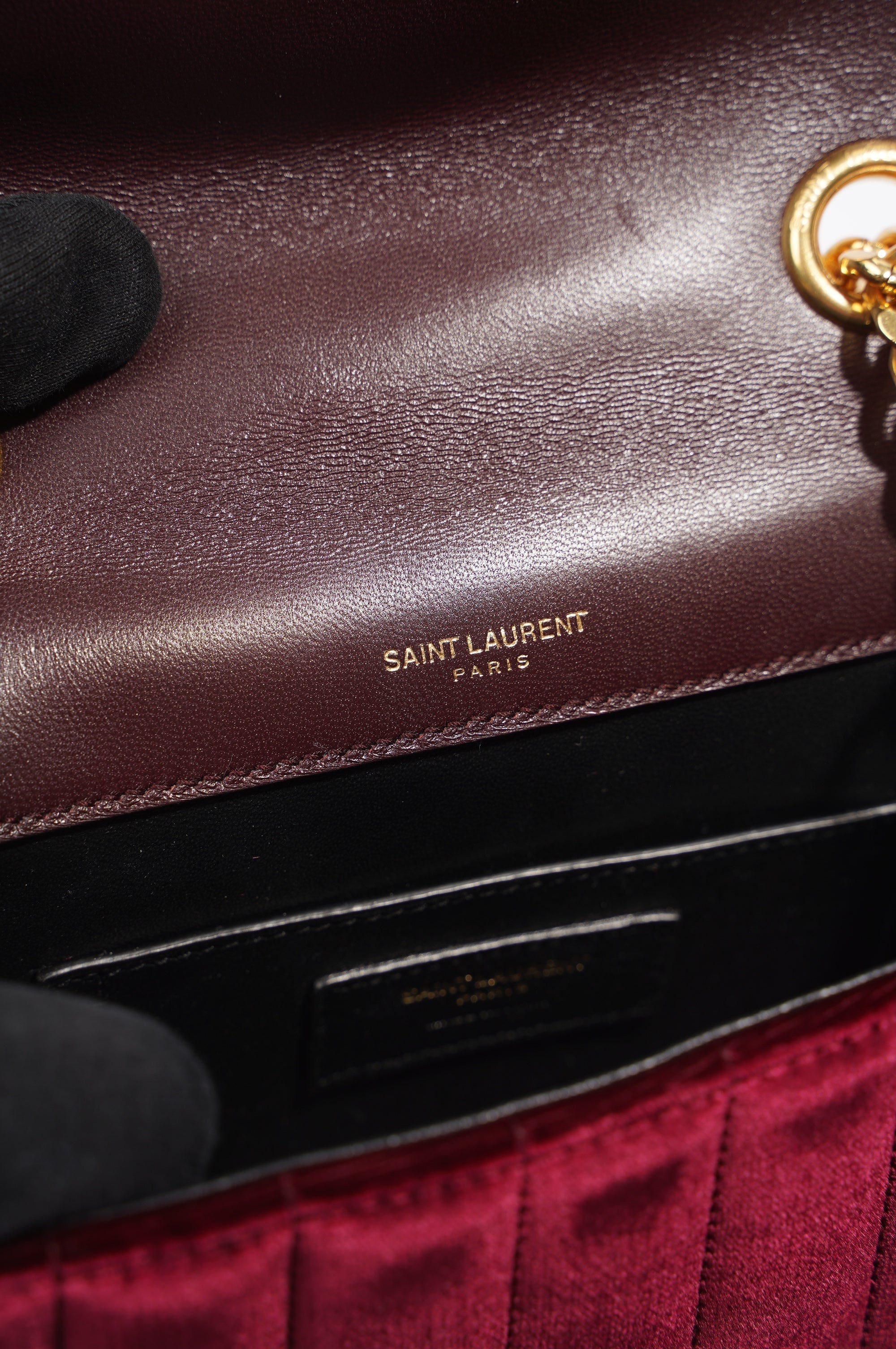 Saint Laurent Womens Vicky Bag Purple Velvet Small