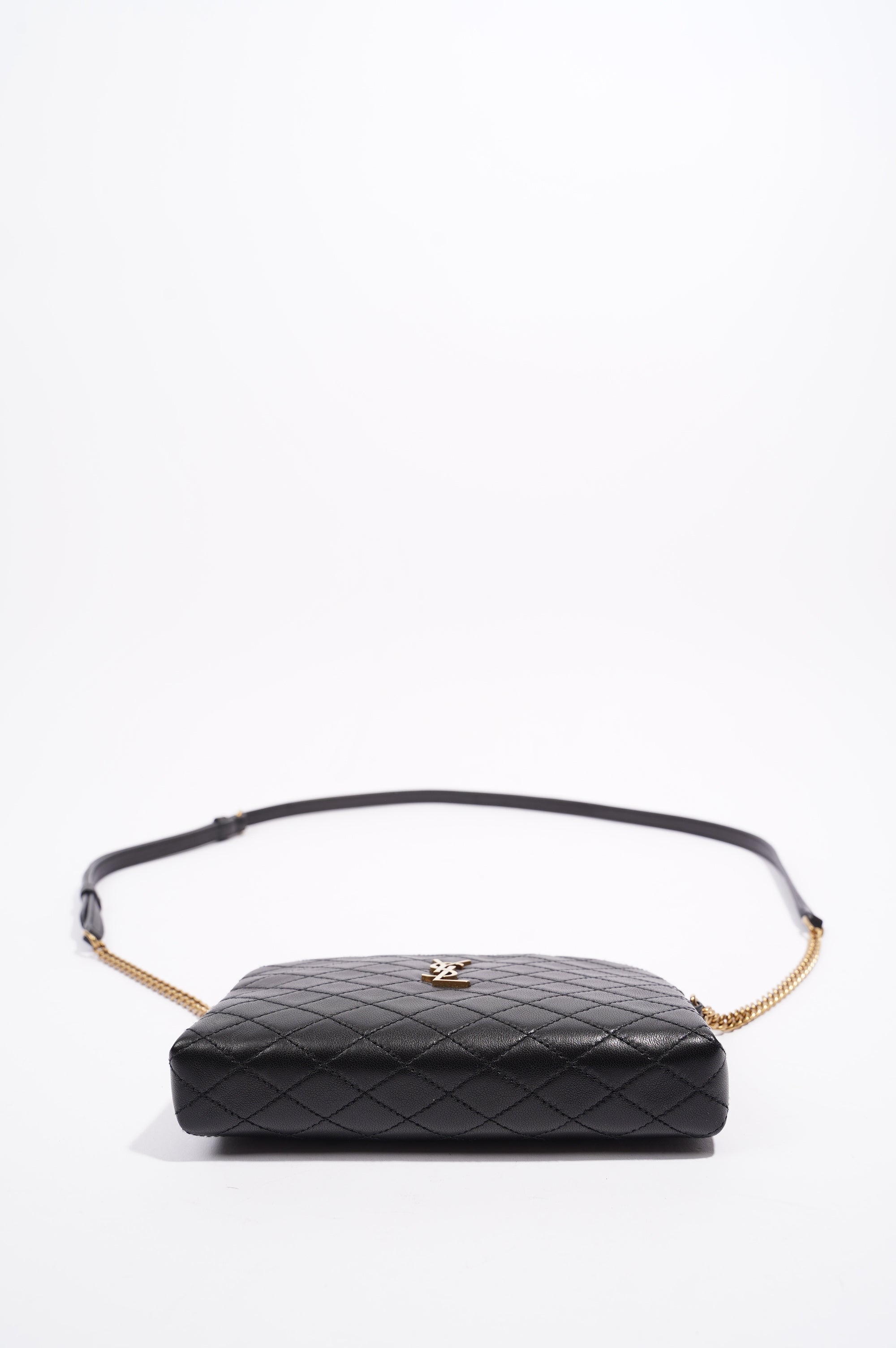 Saint Laurent Womens Gaby Zipped Pouch Black / Gold