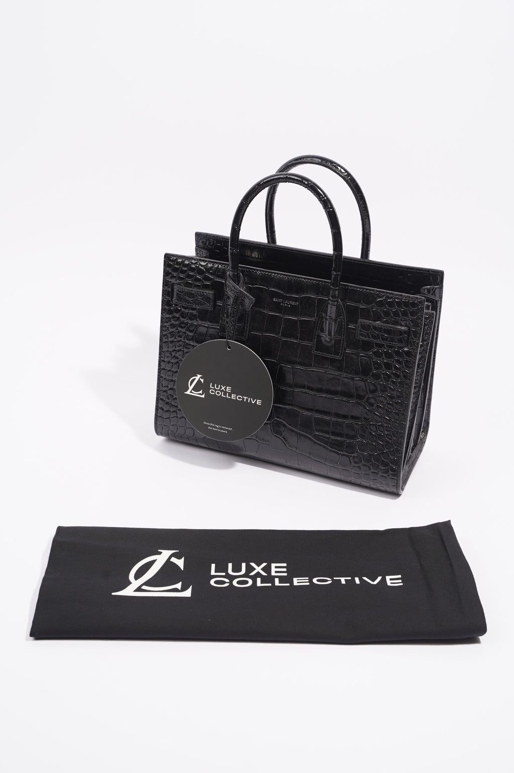Saint Laurent Womens Sac De Jour Black Croc Baby